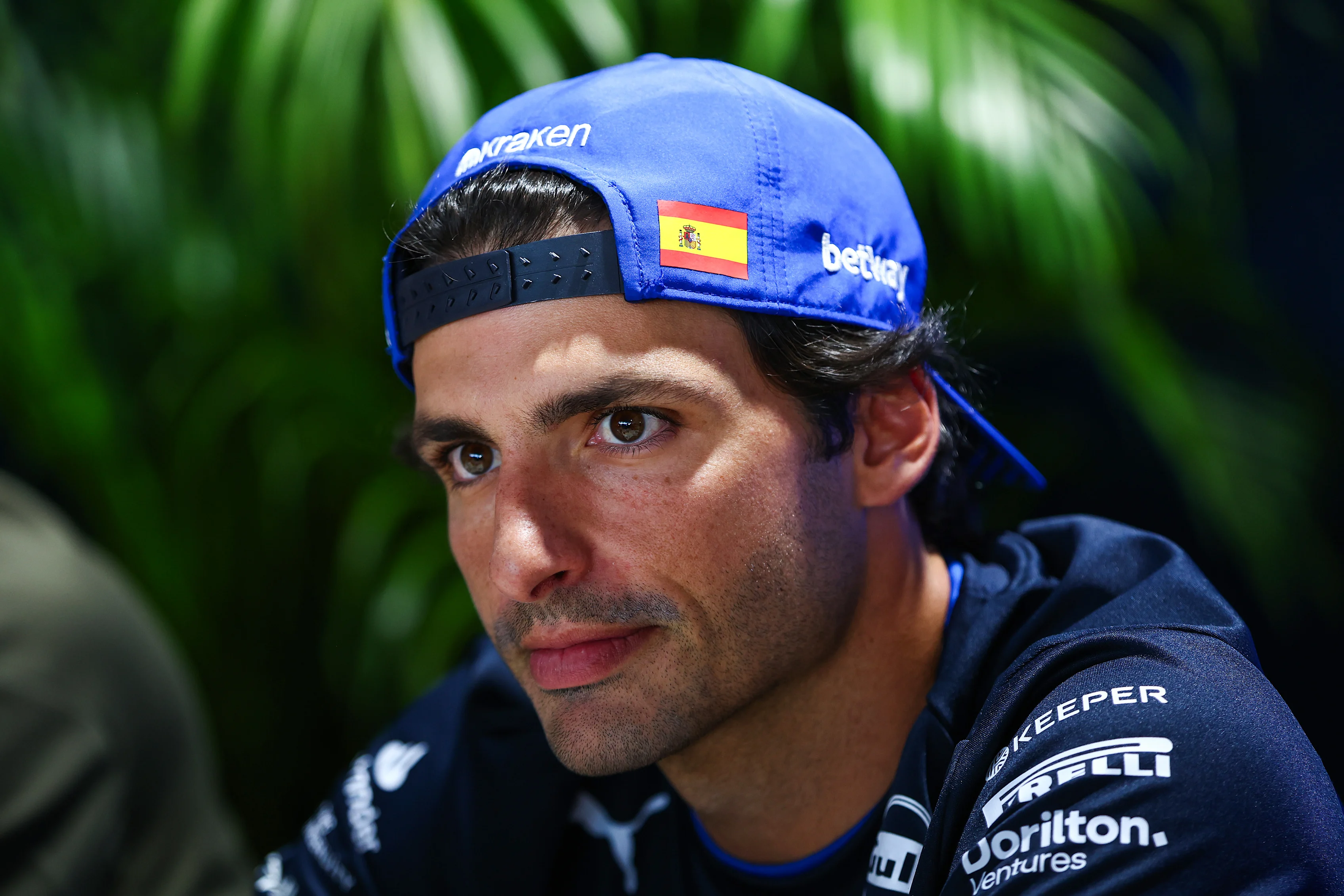 MEXICO CITY, MEXICO - OCTOBER 23: Carlos Sainz of Spain and Williams looks on in the Paddock during