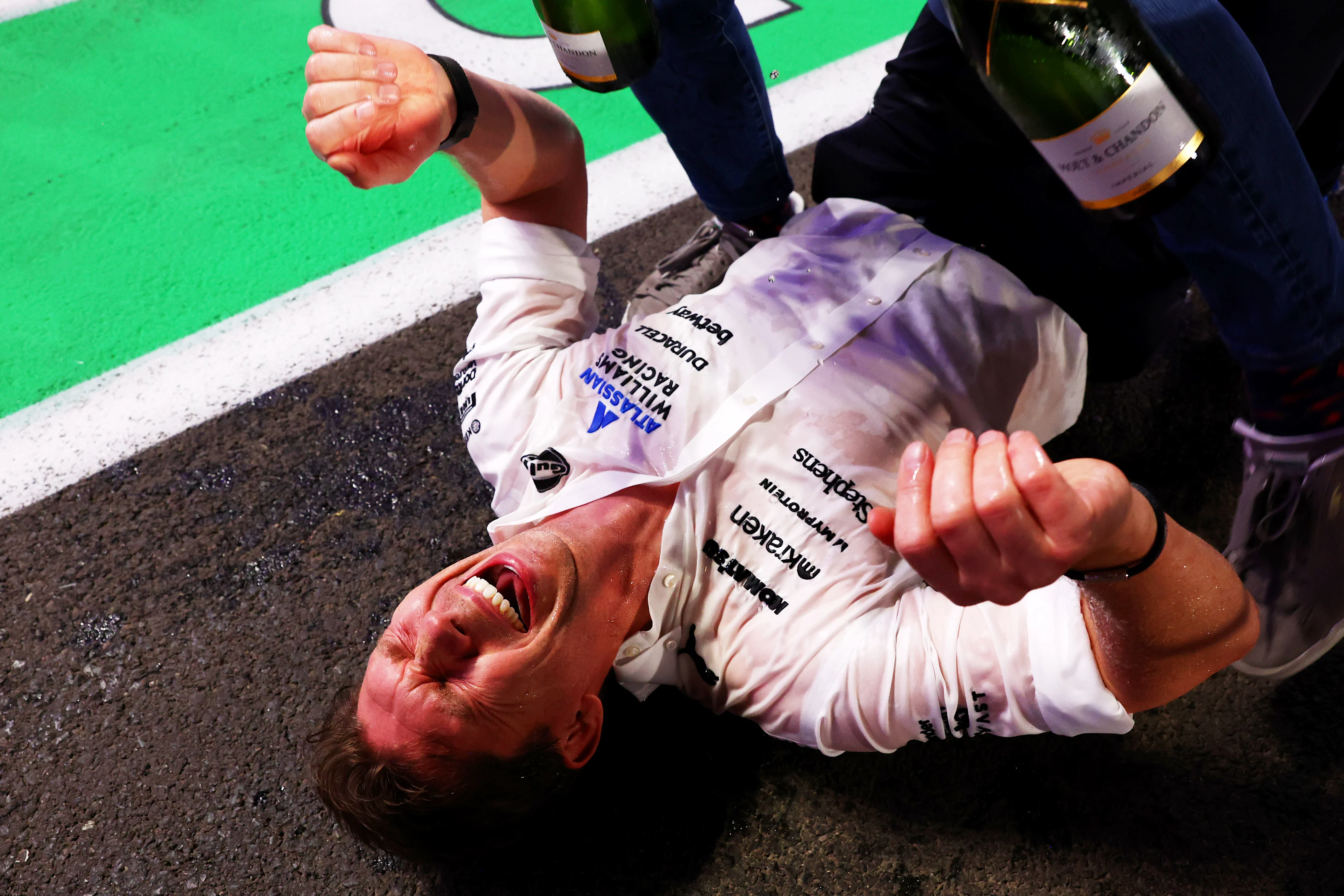 LUSAIL CITY, QATAR - NOVEMBER 30: James Vowles, Team Principal of Williams celebrates with his team