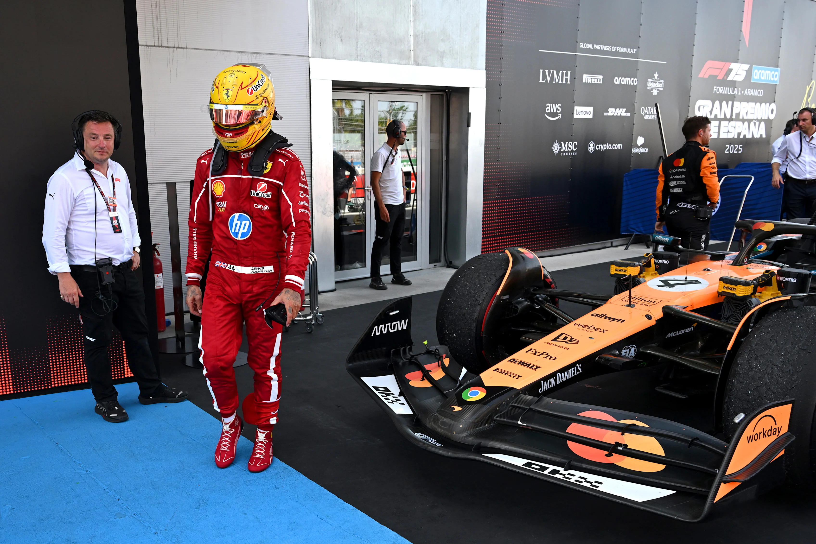 BARCELONA, SPAIN - JUNE 01: Sixth placed Lewis Hamilton of Great Britain and Scuderia Ferrari in
