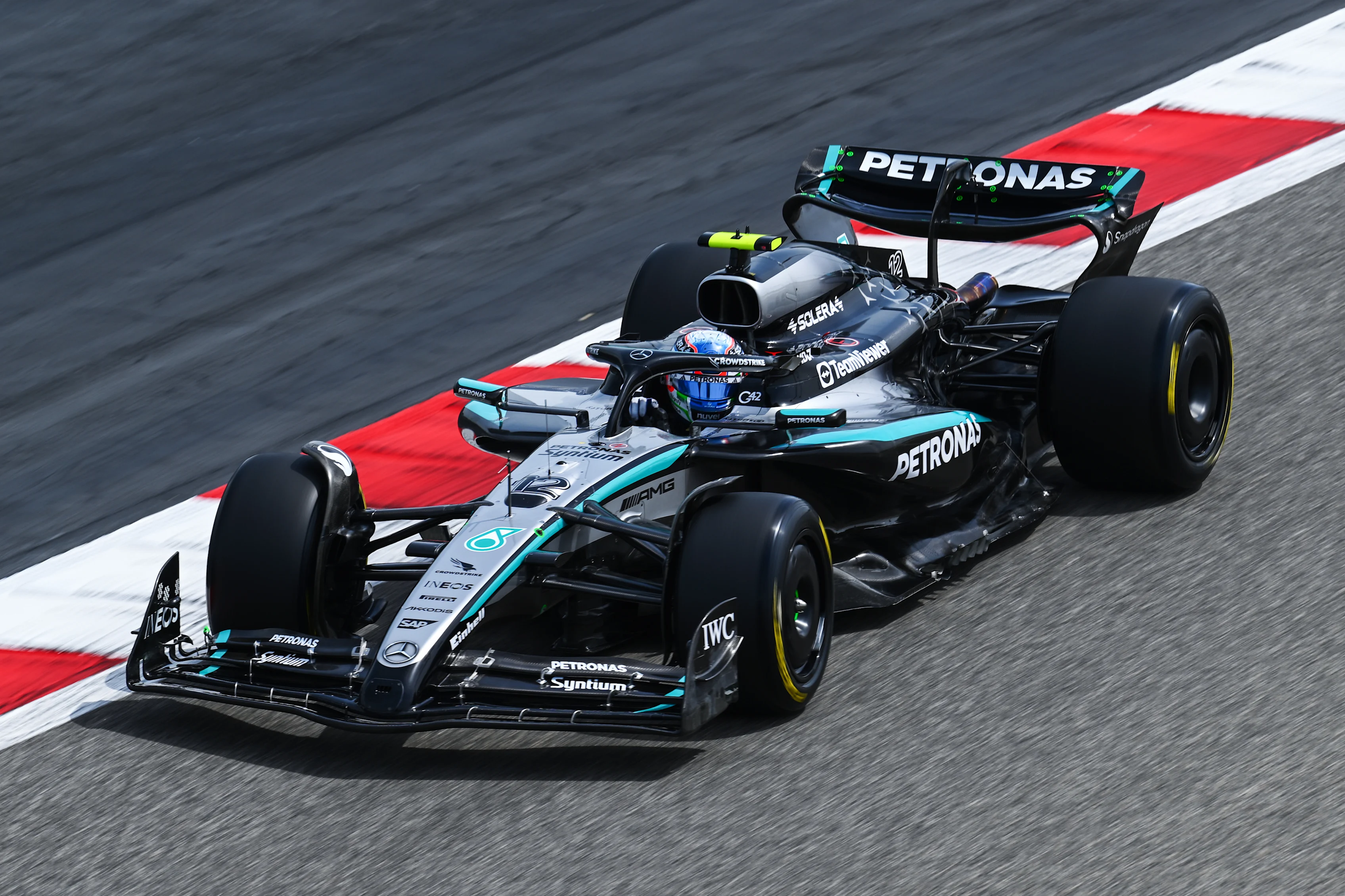 BAHRAIN, BAHRAIN - FEBRUARY 28: Andrea Kimi Antonelli of Italy driving the (12) Mercedes AMG