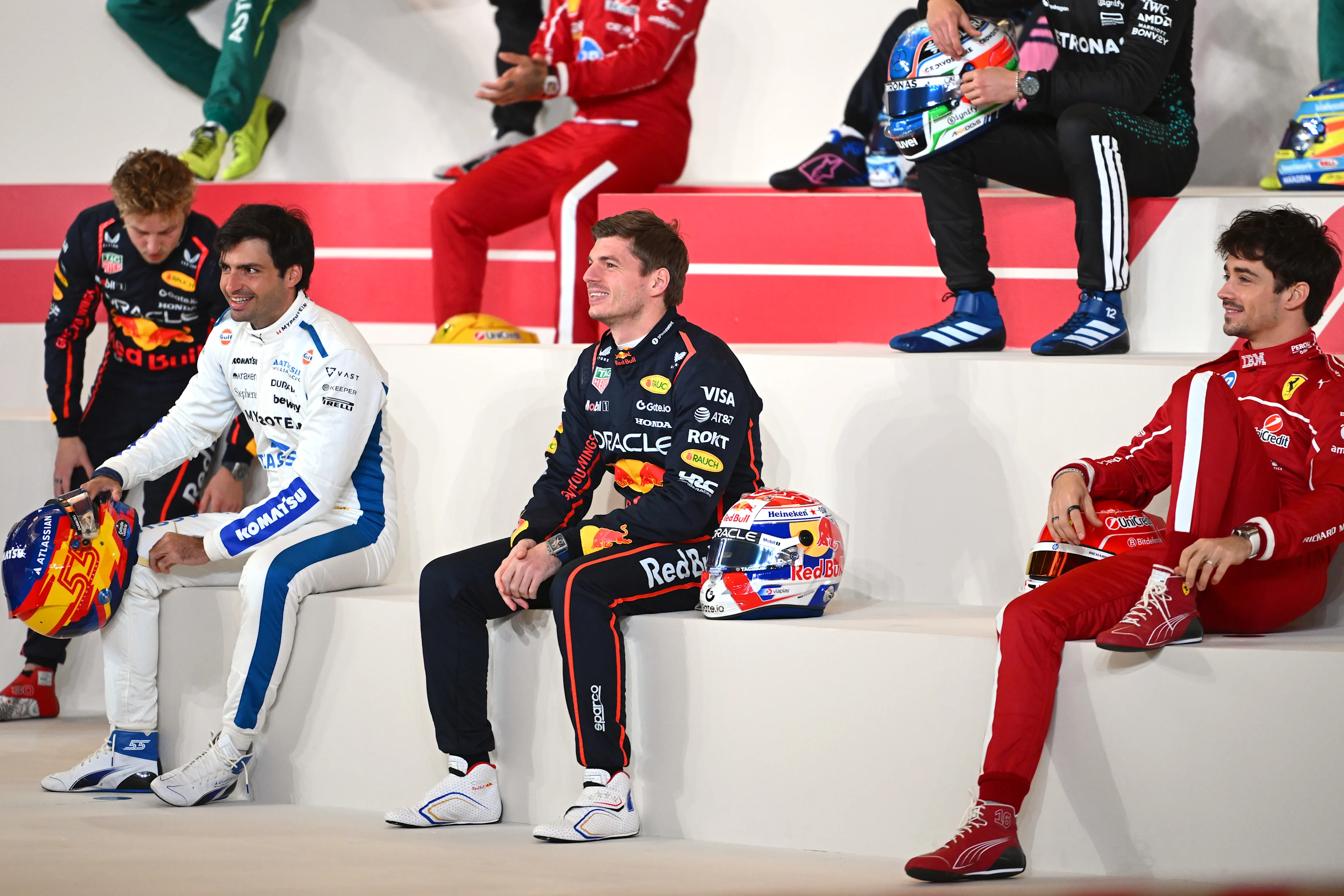 BAHRAIN, BAHRAIN - FEBRUARY 26: Carlos Sainz of Spain and Williams, Max Verstappen of the