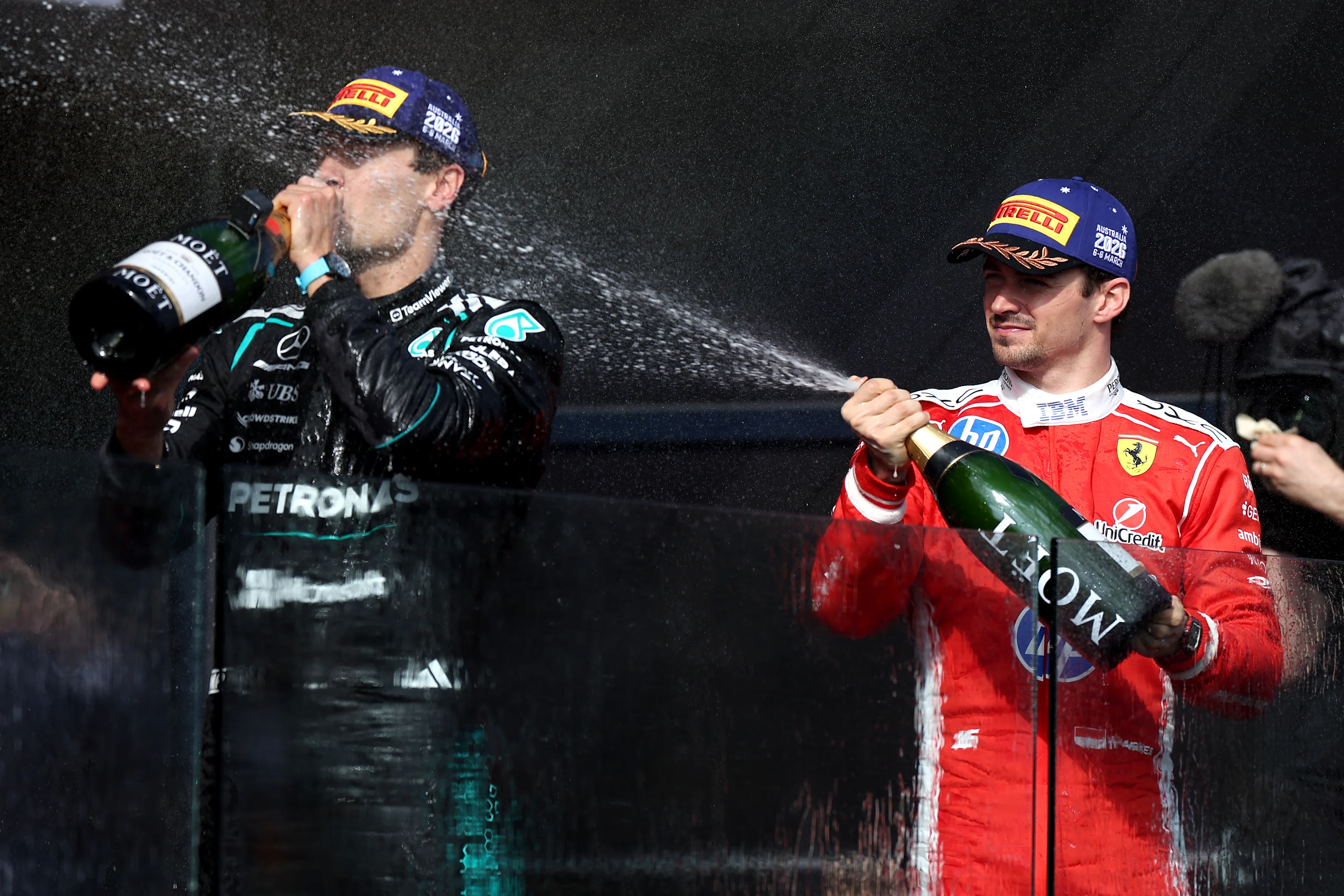 MELBOURNE, AUSTRALIA - MARCH 08: Race winner George Russell of Great Britain and Mercedes AMG