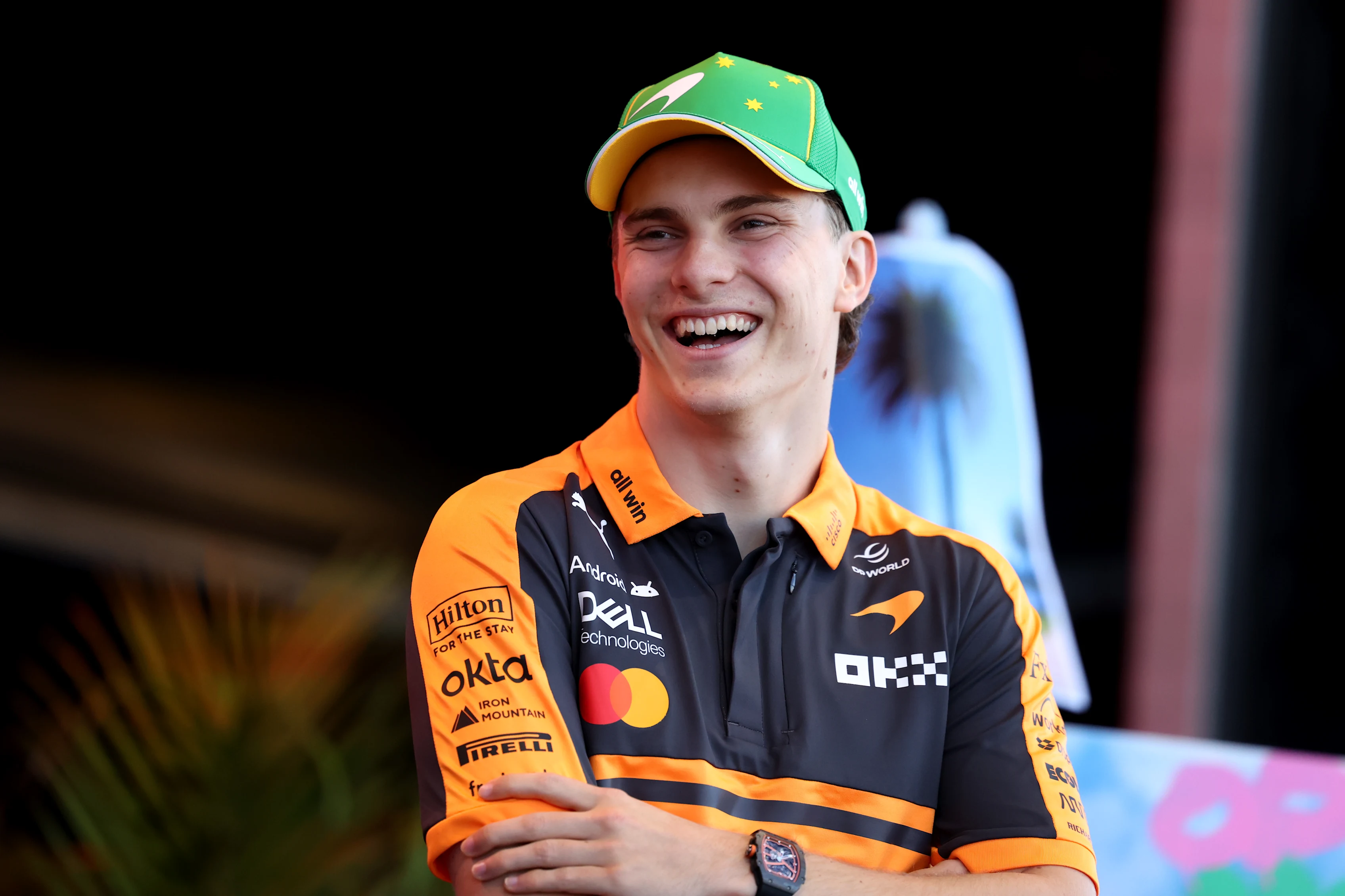 MELBOURNE, AUSTRALIA - MARCH 05: Oscar Piastri of Australia and McLaren looks on on stage during