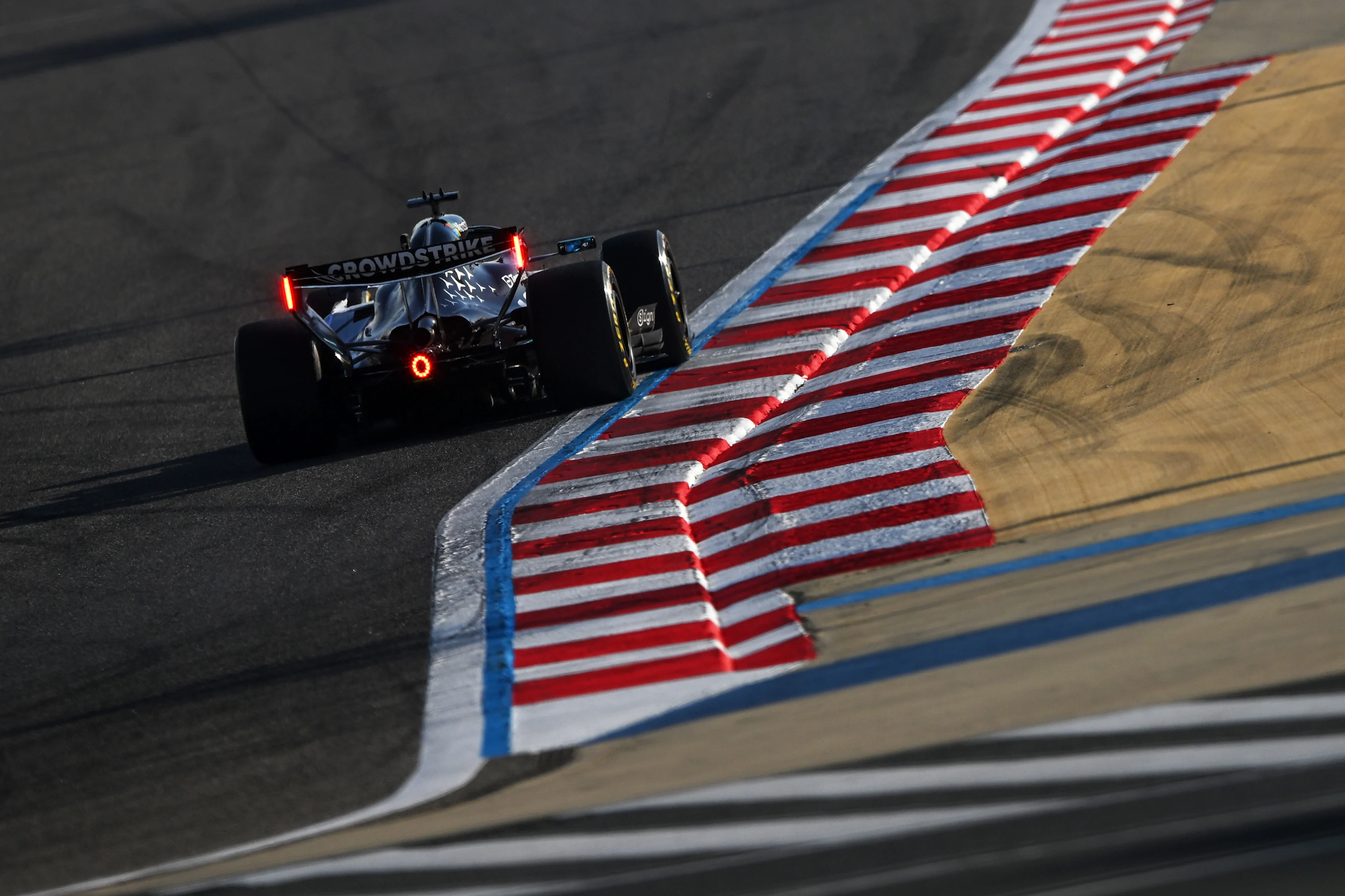 BAHRAIN, BAHRAIN - FEBRUARY 20: George Russell of Great Britain driving the (63) Mercedes AMG
