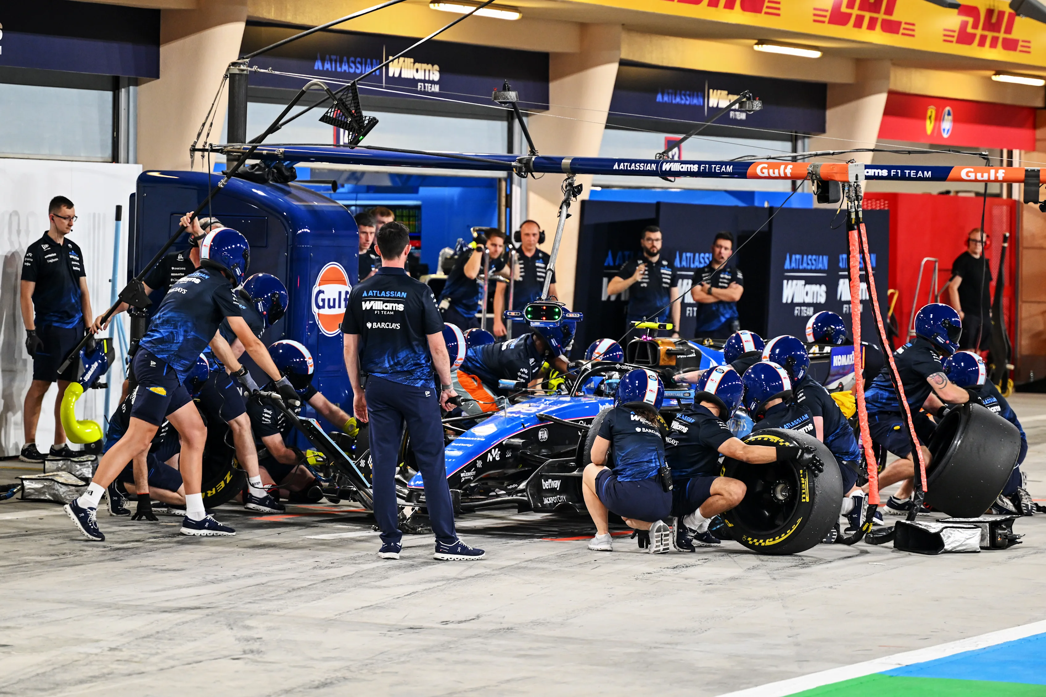 BAHRAIN, BAHRAIN - FEBRUARY 20: Carlos Sainz of Spain driving the (55) Williams FW48 Mercedes makes