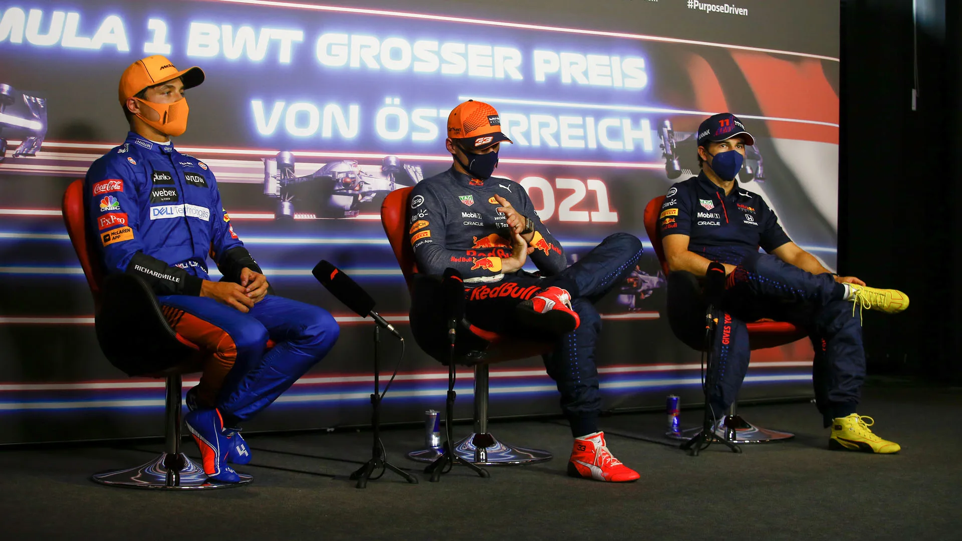 VERSTAPPEN Max (ned), Red Bull Racing Honda RB16B, portrait with NORRIS Lando (gbr), McLaren MCL35M