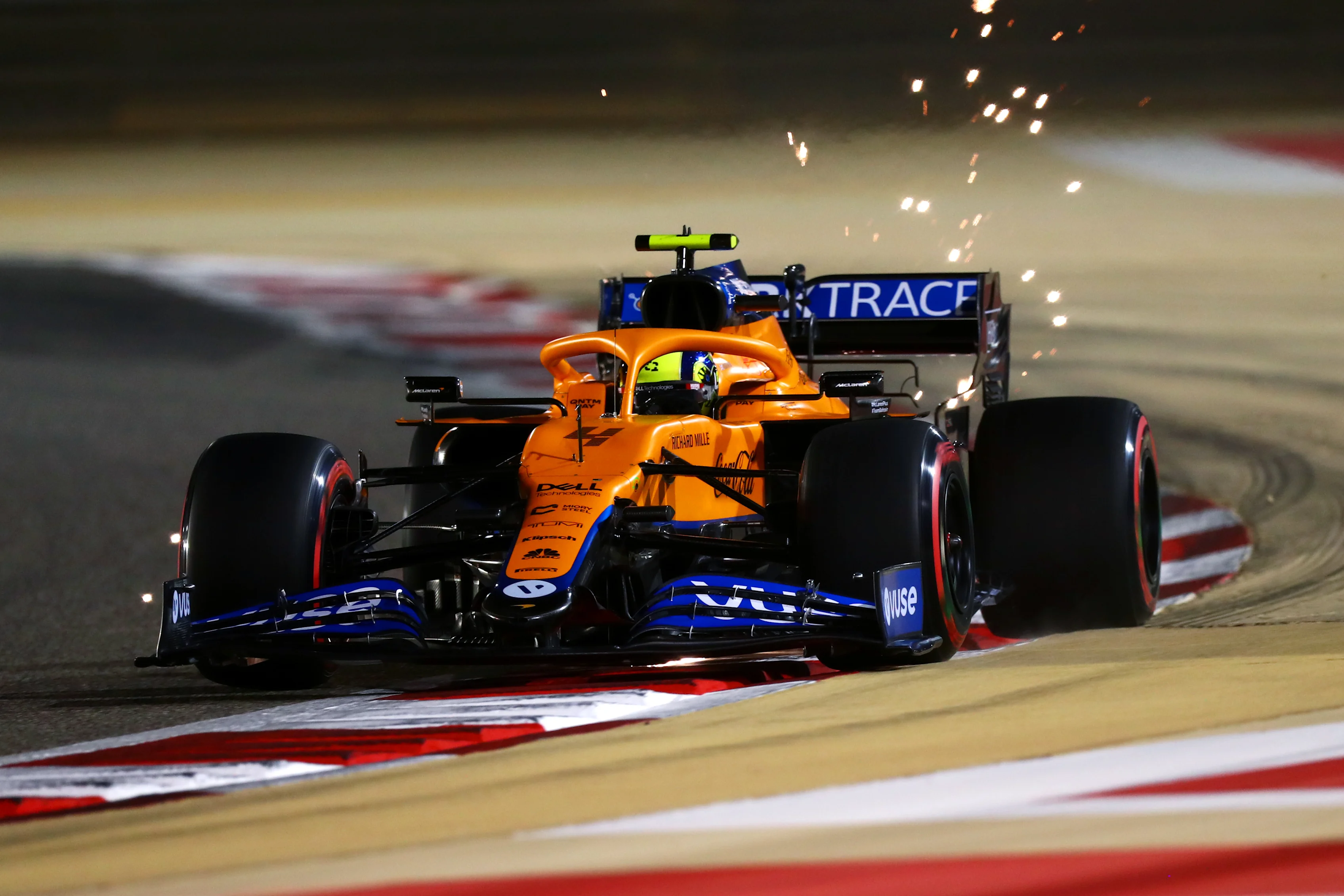 BAHRAIN, BAHRAIN - MARCH 27: Lando Norris of Great Britain driving the (4) McLaren F1 Team MCL35M