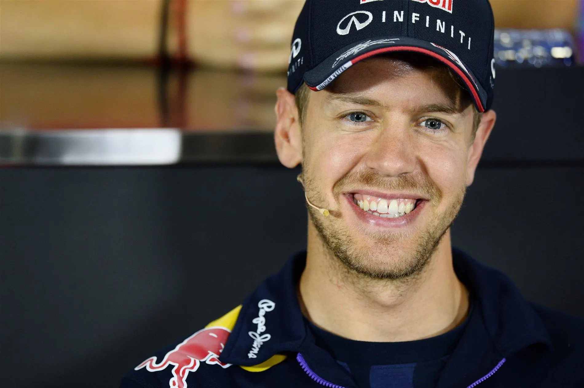 Sebastian Vettel (GER) Red Bull Racing in the Press Conference. Formula One World Championship, Rd5, Spanish Grand Prix, Preparations, Barcelona, Spain, Thursday, 8 May 2014
