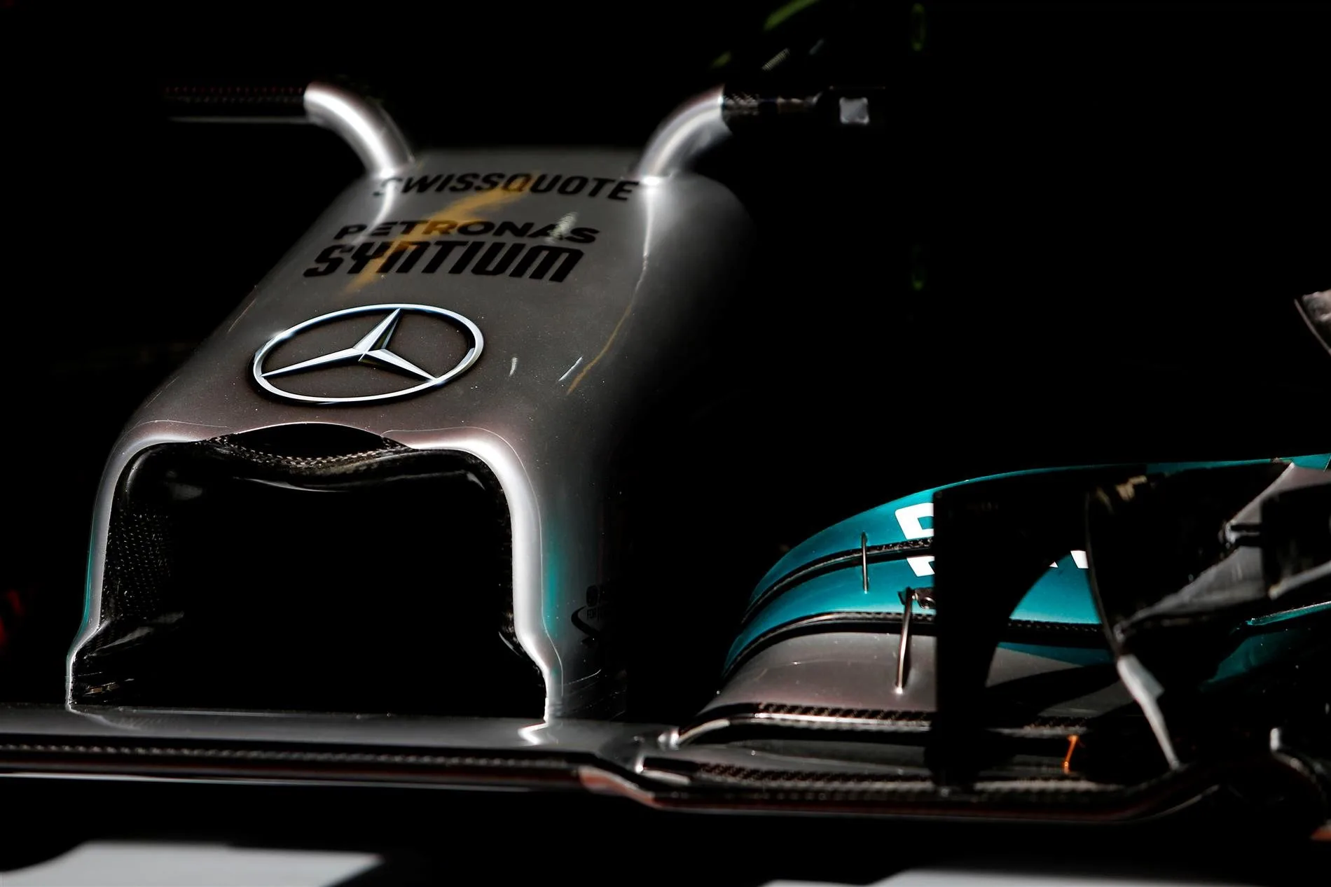 Mercedes AMG F1 W05 front nose and wing detail. Formula One World Championship, Rd5, Spanish Grand Prix, Qualifying, Barcelona, Spain, Saturday, 10 May 2014