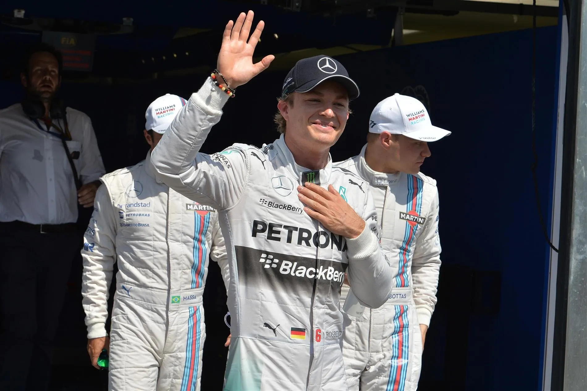 Pole sitter Nico Rosberg (GER) Mercedes AMG F1 celebrates in parc ferme. Formula One World Championship, Rd10, German Grand Prix, Qualifying, Hockenheim, Germany, Saturday, 19 July 2014 © Sutton Images. No reproduction without permission