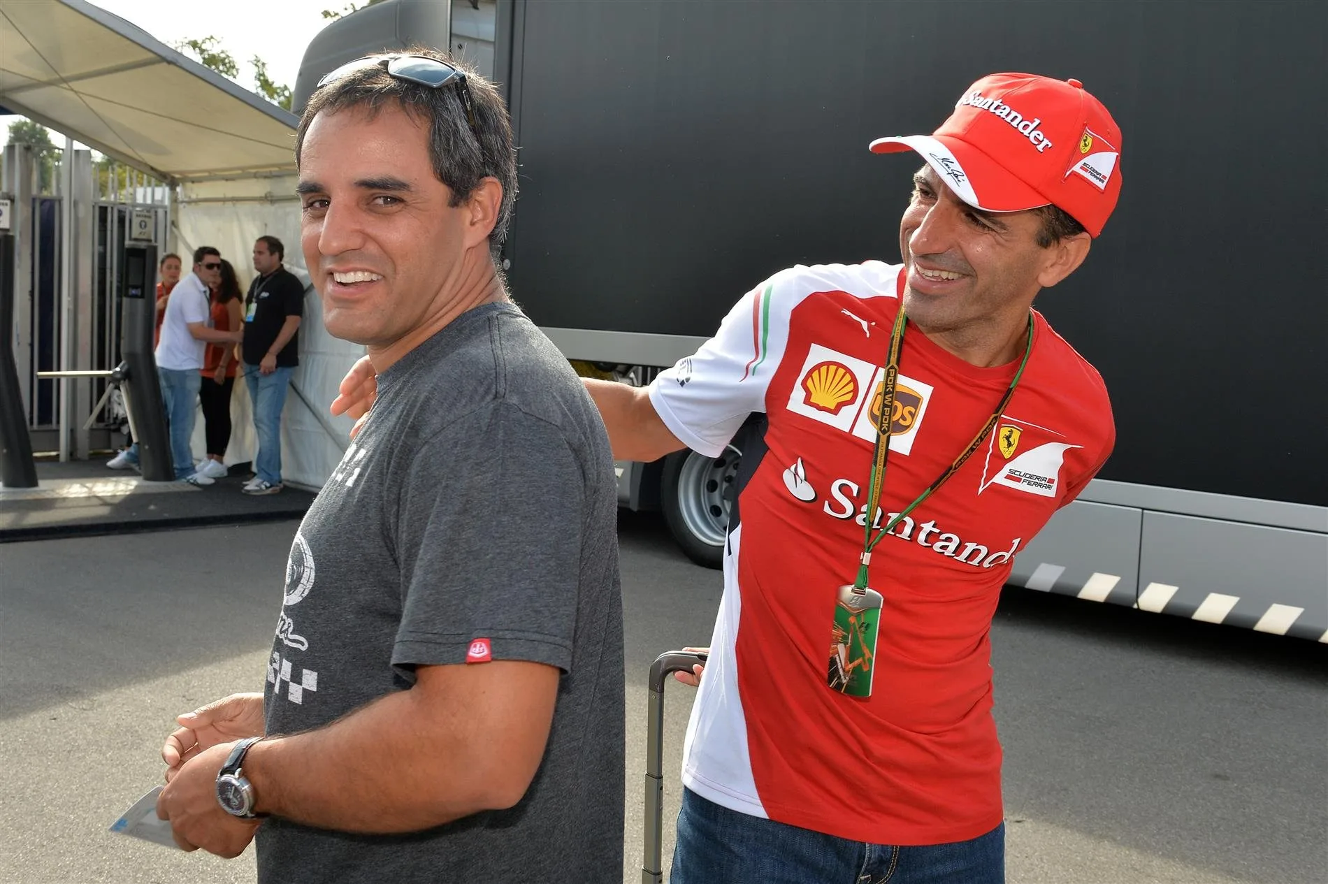 Juan Pablo Montoya (COL) and Marc Gene (ESP) Ferrari Test Driver. Formula One World Championship, Rd13, Italian Grand Prix, Monza, Italy, Preparations, Thursday, 4 September 2014 © Sutton Images. No reproduction without permission
