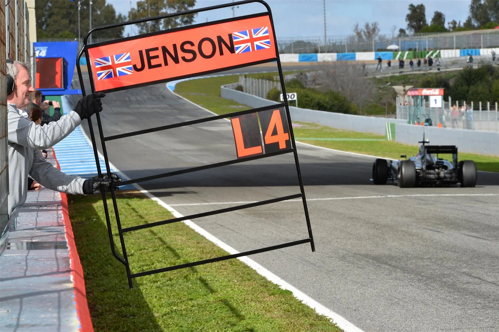 Pit board for Jenson Button (GBR) McLaren MP4-29. Formula One Testing, Jerez, Spain, Day Two, Wednesday, 29 January 2014. © Sutton Images
