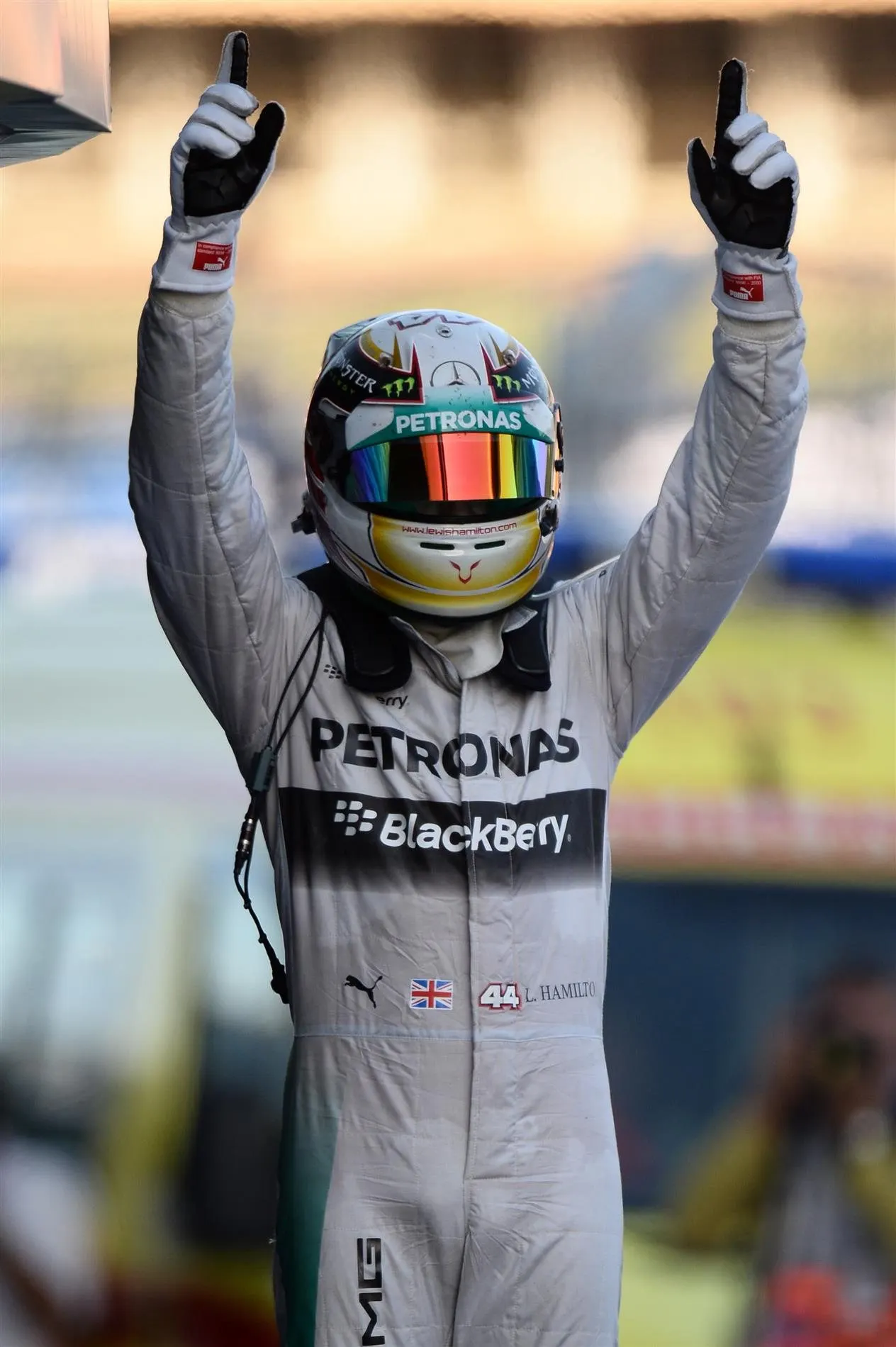Race winner Lewis Hamilton (GBR) Mercedes AMG F1 celebrates in parc ferme. Formula One World Championship, Rd16, Russian Grand Prix, Race, Sochi Autodrom, Sochi, Krasnodar Krai, Russia, Sunday, 12 October 2014