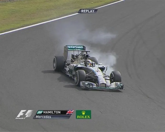 Mercedes' Lewis Hamilton is one of many drivers to lock his brakes at the hairpin during Q2 © FOWC Ltd