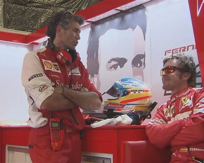 All smiles in the Ferrari garage after Fernando Alonso's impressive early pace © FOWC Ltd. No reproduction without permission.