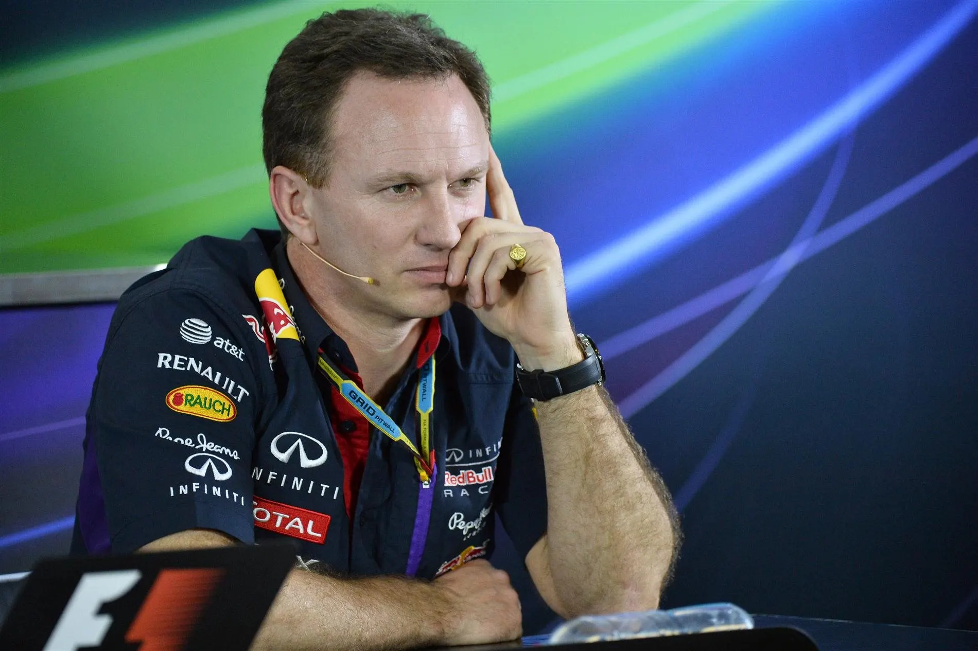 Christian Horner (GBR) Red Bull Racing Team Principal in the Press Conference. Formula One World Championship, Rd1, Australian Grand Prix, Practice, Albert Park, Melbourne, Australia, Friday, 14 March 2014 © Sutton Images. No reproduction without permission