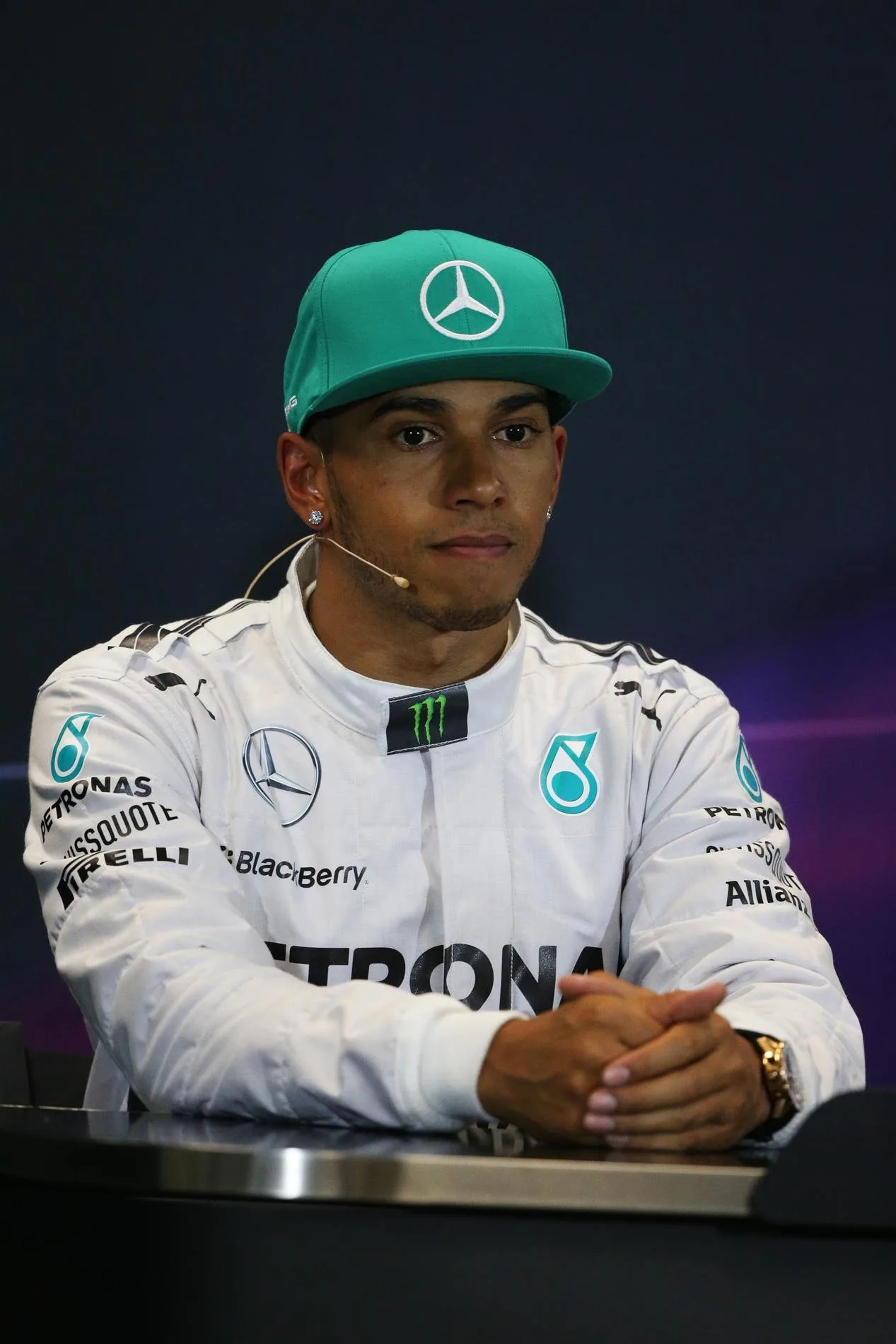 Lewis Hamilton (GBR) Mercedes AMG F1 in the Press Conference. Formula One World Championship, Rd6, Monaco Grand Prix, Qualifying, Monte-Carlo, Monaco, Saturday, 24 May 2014. © Sutton Images