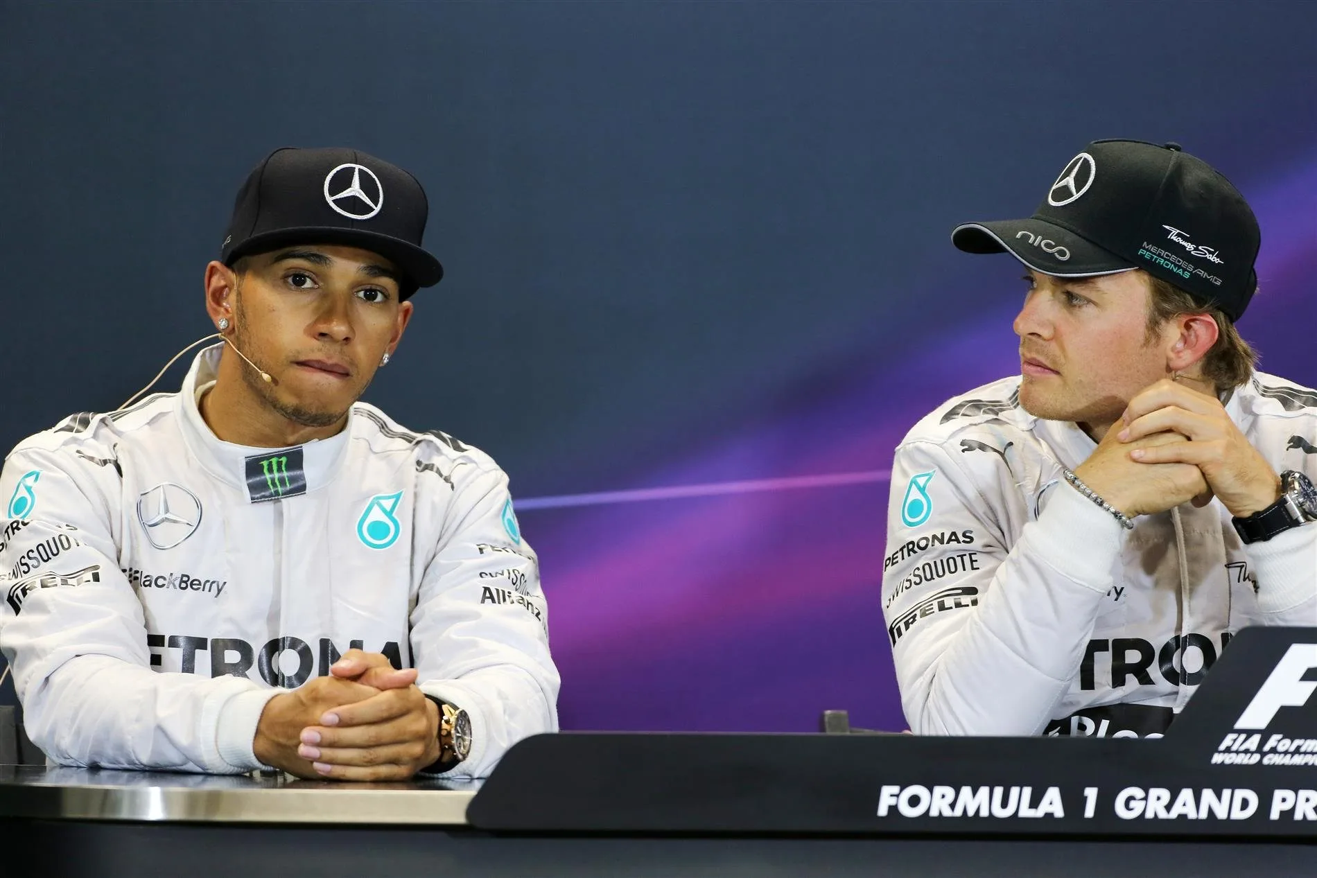 Post race Press Conference and results: 1st Nico Rosberg (GER) Mercedes AMG F1, right. 2nd Lewis Hamilton (GBR) Mercedes AMG F1, left. Formula One World Championship, Rd6, Monaco Grand Prix, Race, Monte-Carlo, Monaco, Sunday, 25 May 2014. © Sutton Images