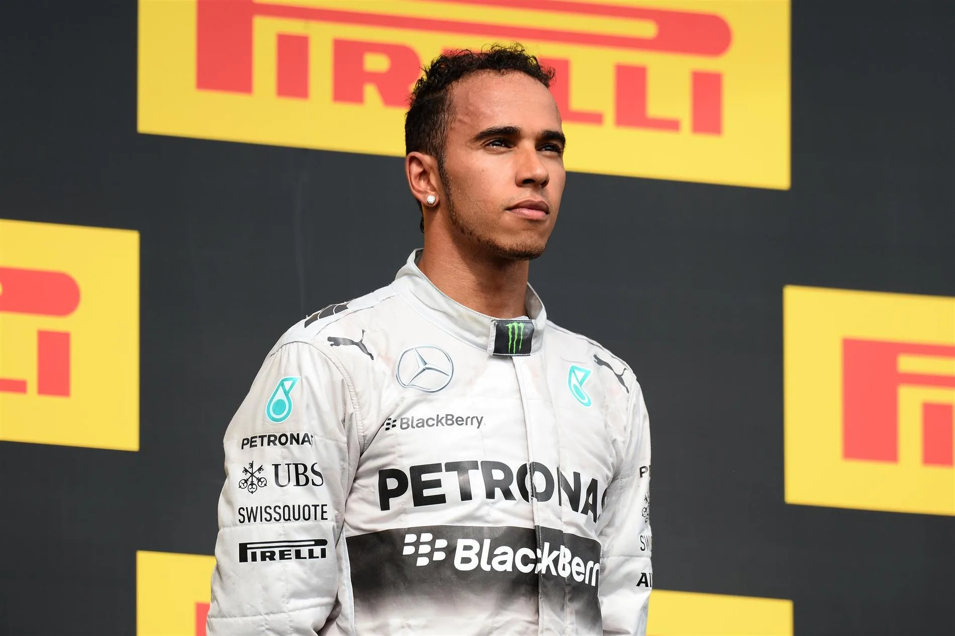 Lewis Hamilton (GBR) Mercedes AMG F1 on the podium. Formula One World Championship, Rd11, Hungarian Grand Prix, Race Day, Hungaroring, Hungary. Sunday, 27 July 2014