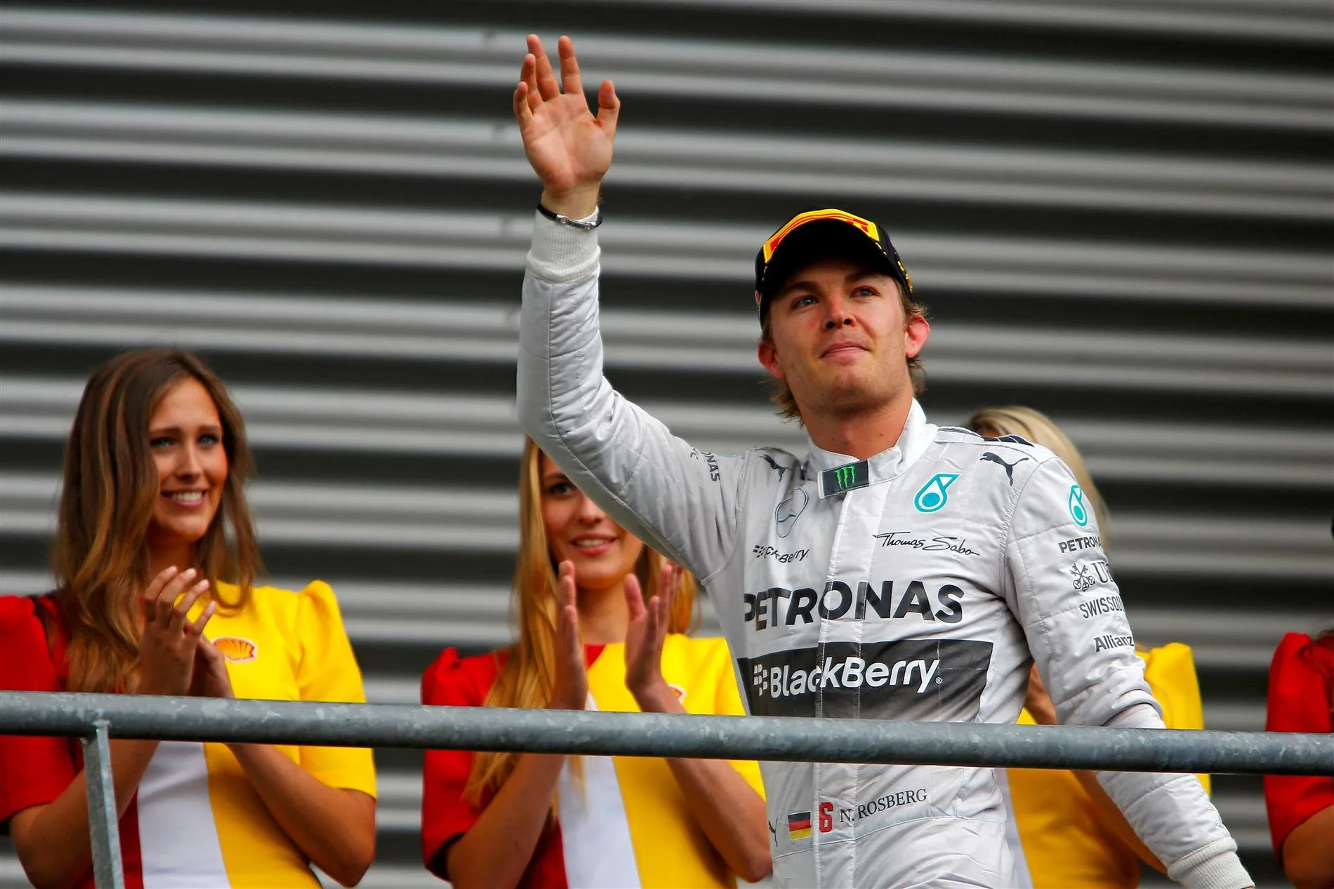 Second placed Nico Rosberg (GER) Mercedes AMG F1 on the podium. Formula One World Championship, Rd12, Belgian Grand Prix, Race Day, Spa-Francorchamps, Belgium, Sunday, 24 August 2014. © Sutton Images