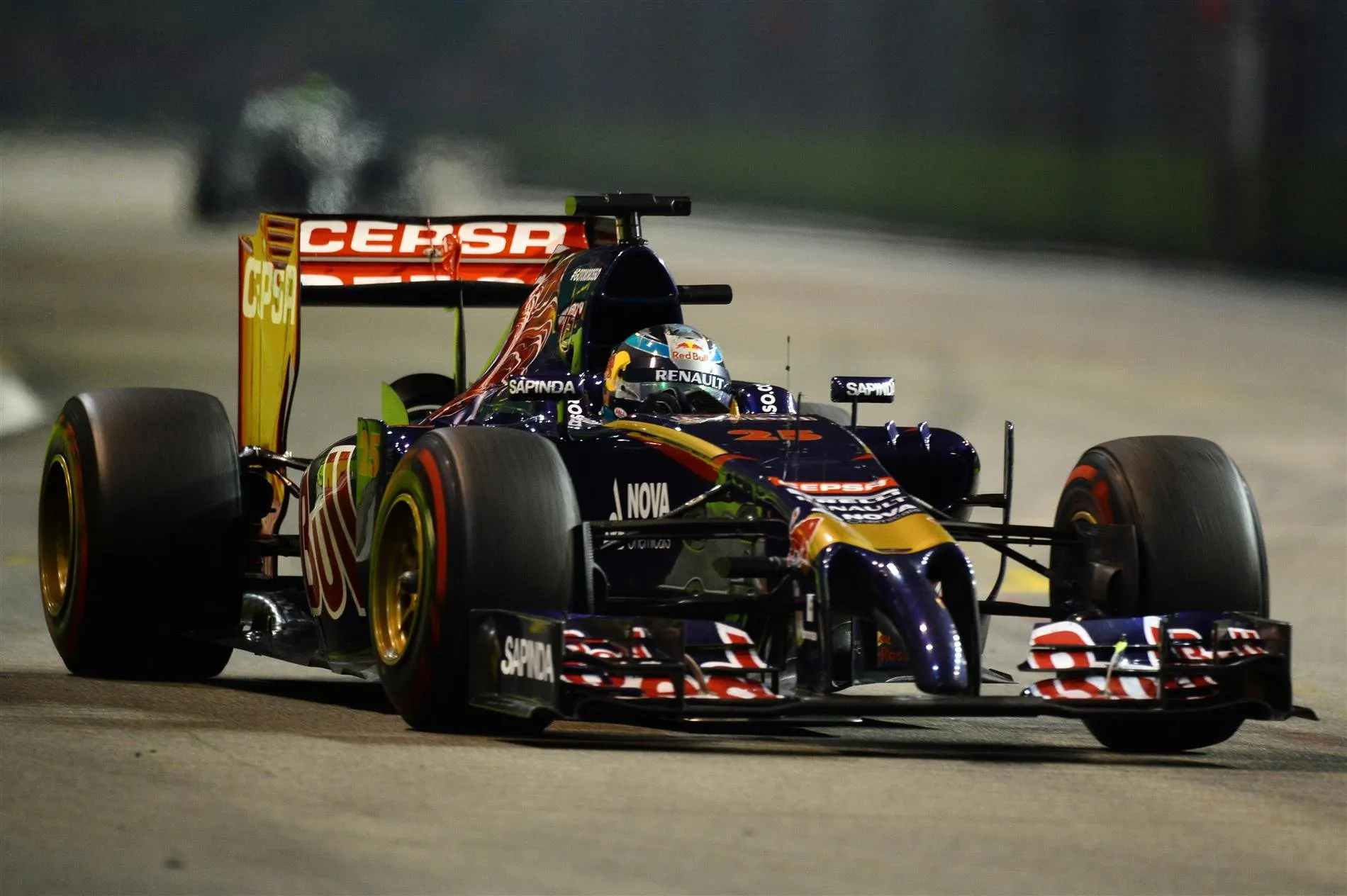 Jean-Eric Vergne (FRA) Scuderia Toro Rosso STR9. Formula One World Championship, Rd14, Singapore Grand Prix, Marina Bay Street Circuit, Singapore, Race Day, Sunday, 21 September 2014