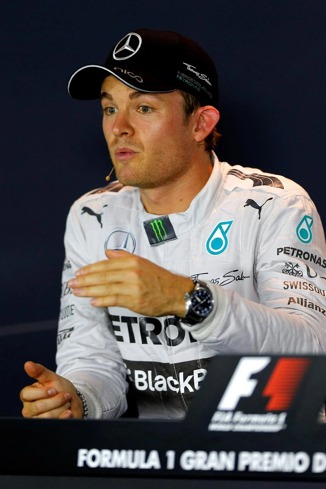 Nico Rosberg (GER) Mercedes AMG F1 in the Press Conference qualified second. Formula One World Championship, Rd13, Italian Grand Prix, Monza, Italy, Qualifying, Saturday, 6 September 2014