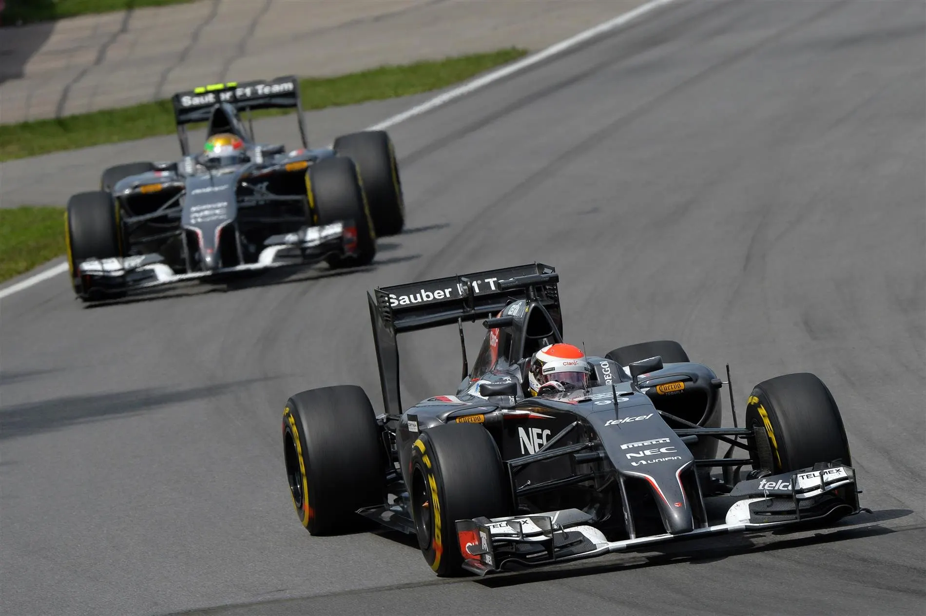 Adrian Sutil (GER) Sauber C33 leads Esteban Gutierrez (MEX) Sauber C33. Formula One World Championship, Rd7, Canadian Grand Prix, Race Day, Montreal, Canada, Sunday, 8 June 2014