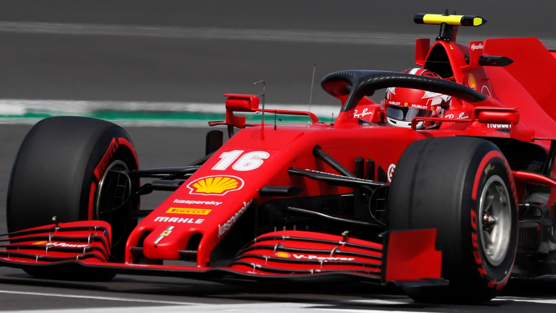 Ferrari driver Charles Leclerc of Monaco steers his car during the qualifying session at the 70th