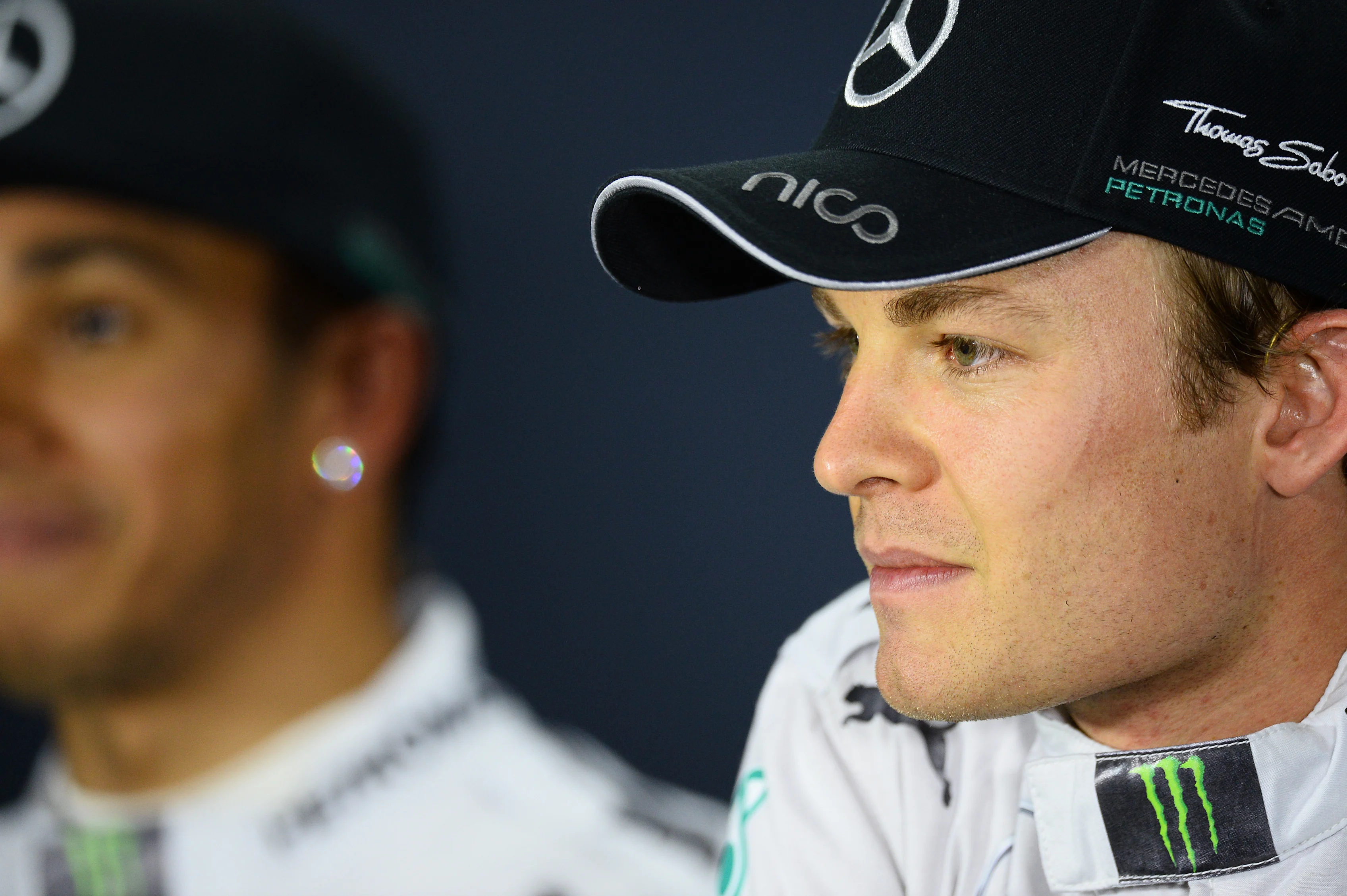Pole sitter Nico Rosberg (GER) Mercedes AMG F1 in the Press Conference.
Formula One World Championship, Rd3, Bahrain Grand Prix, Qualifying, Bahrain International Circuit, Sakhir, Bahrain, Saturday 5 April 2014. © Sutton Motorsport Images