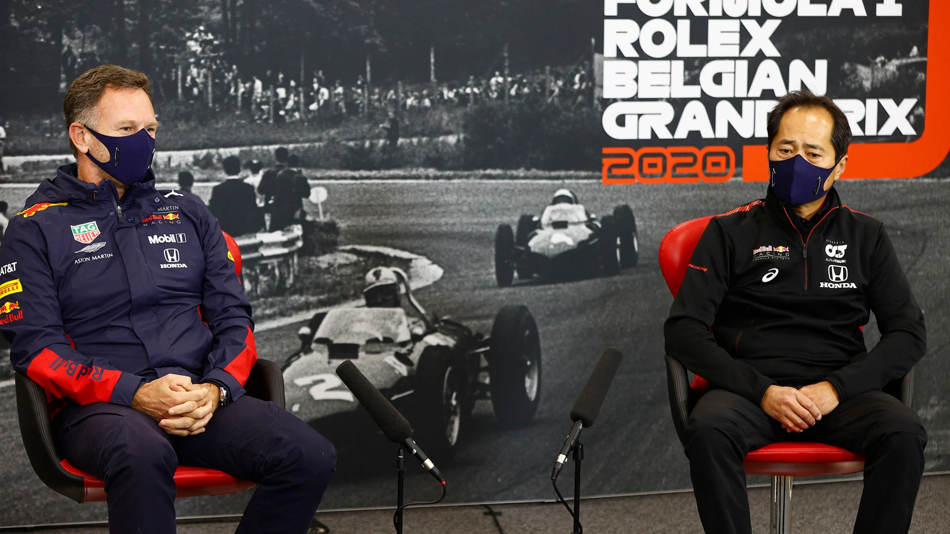 Christian Horner, Team Principal, Red Bull Racing and Toyoharu Tanabe, F1 Technical Director, Honda