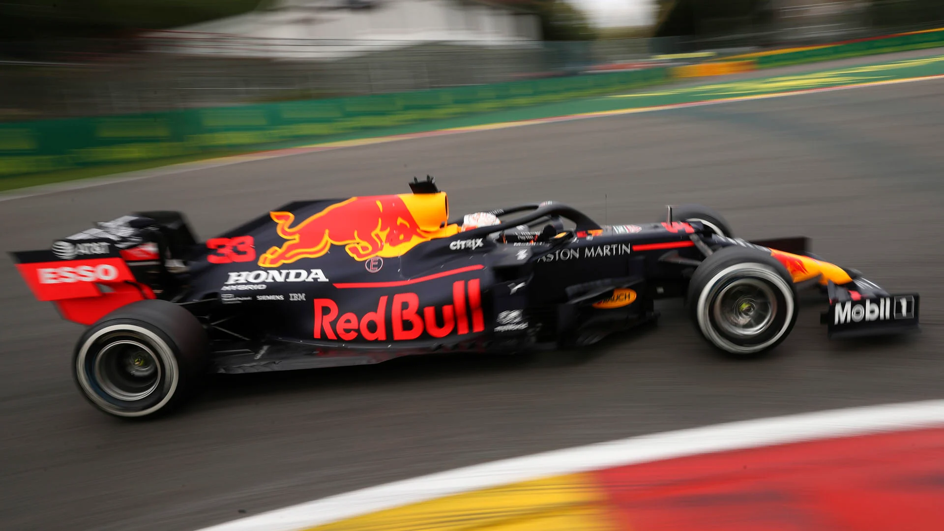 Red Bull driver Max Verstappen of the Netherlands steers his car during the first practice session