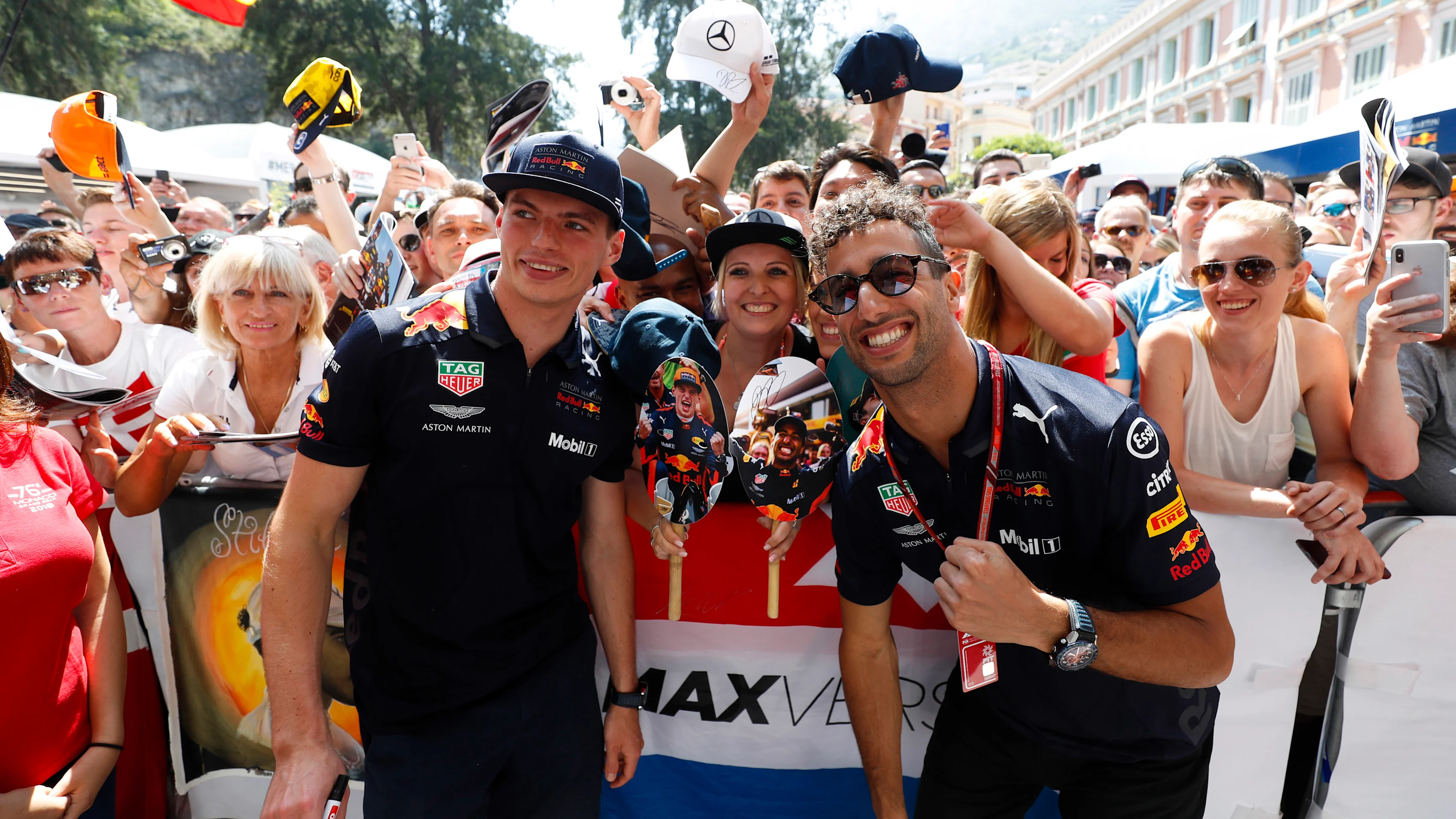 MONTE CARLO, MONACO - MAY 25: Daniel Ricciardo, Red Bull Racing, and Max Verstappen, Red Bull