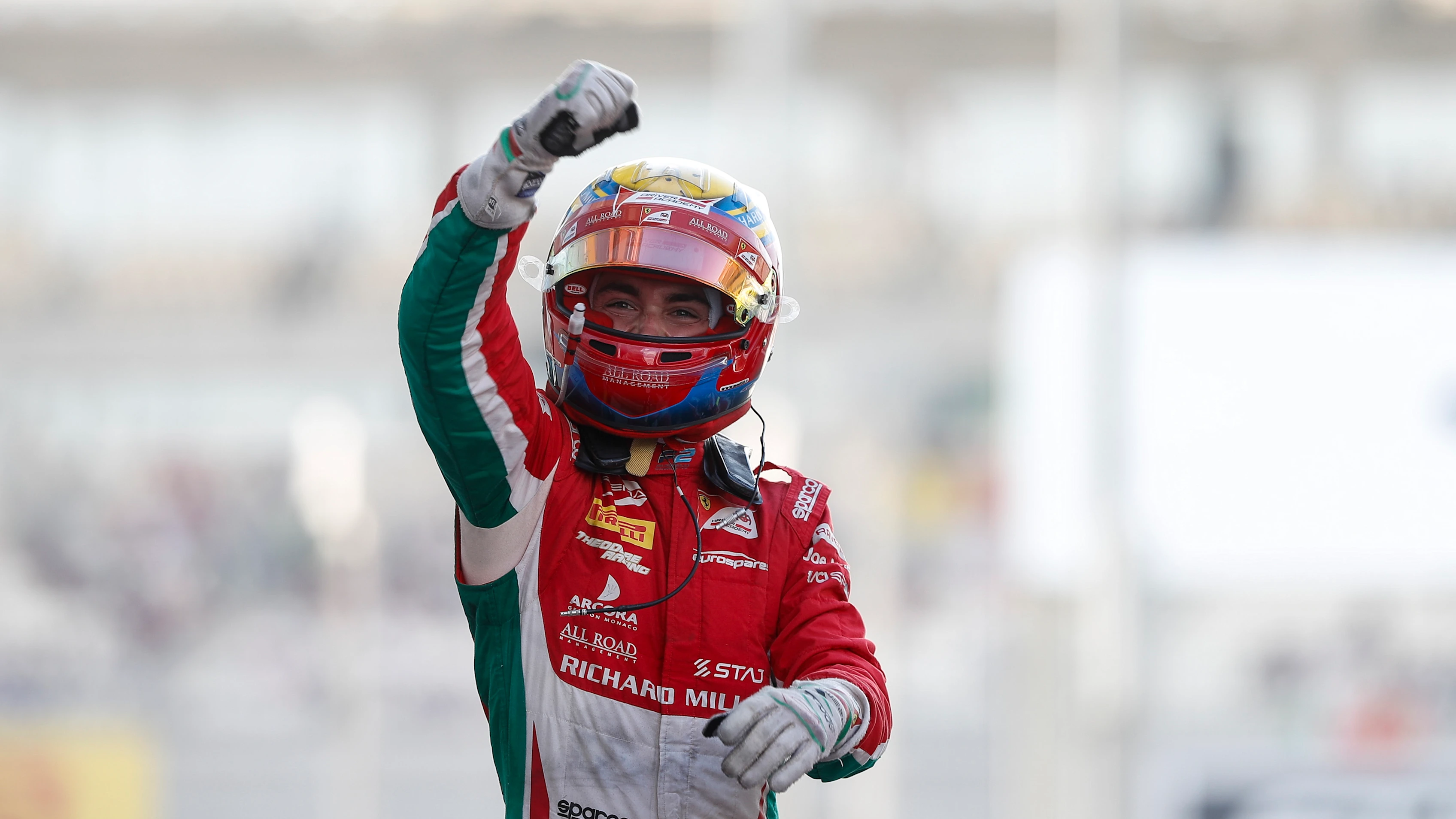 www.sutton-images.com

Race winner Charles Leclerc (MON) Prema Racing celebrates on the podium with