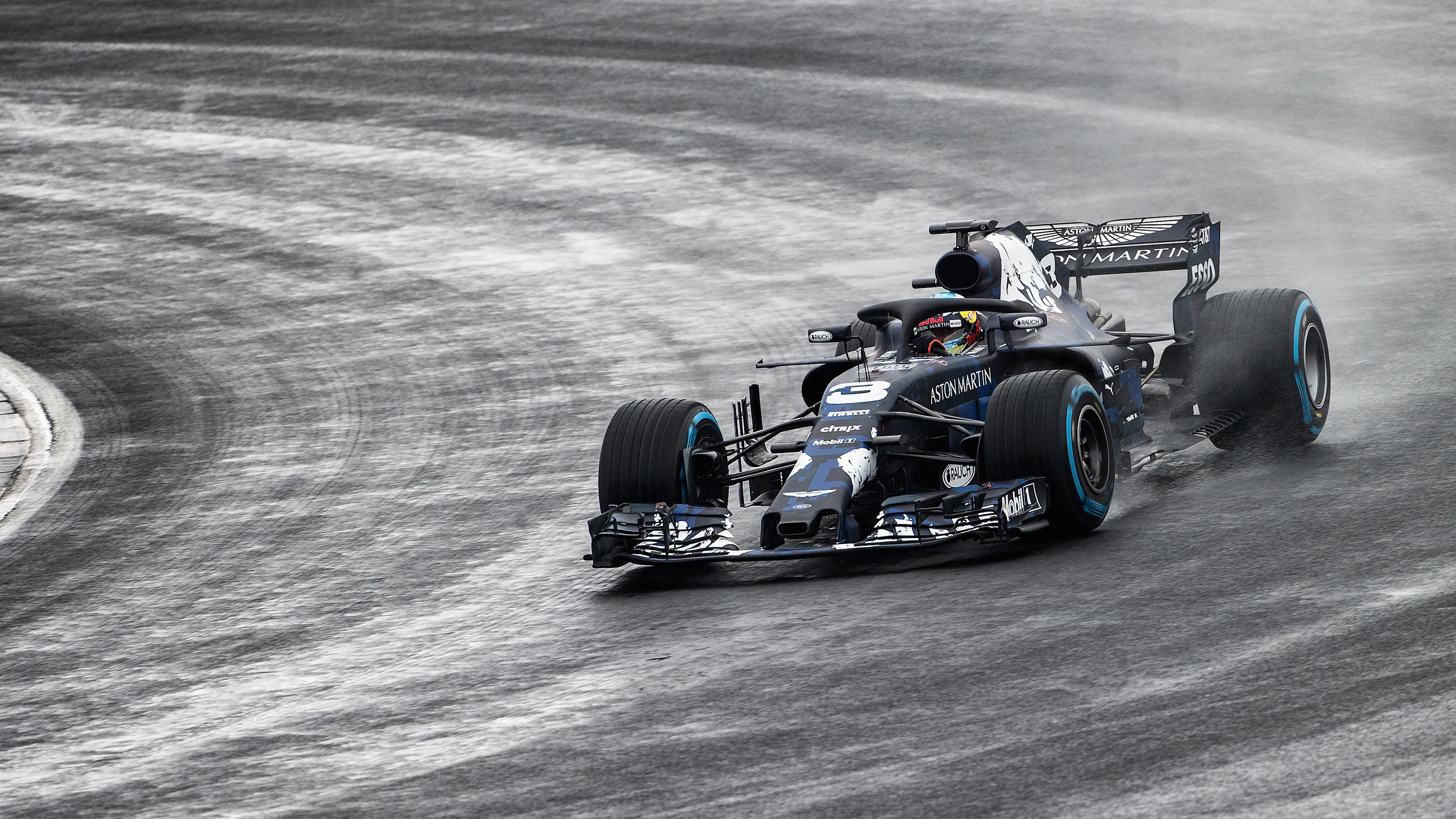 Daniel Ricciardo of Australia driving the Aston Martin Red Bull Racing Red Bull RB14 TAG Heuer during the Aston Martin Red Bull Racing RB14 Special Edition filming day at Silverstone Circuit on February 19, 2018 in Northampton, England . © Getty Images / Red Bull Content Pool
