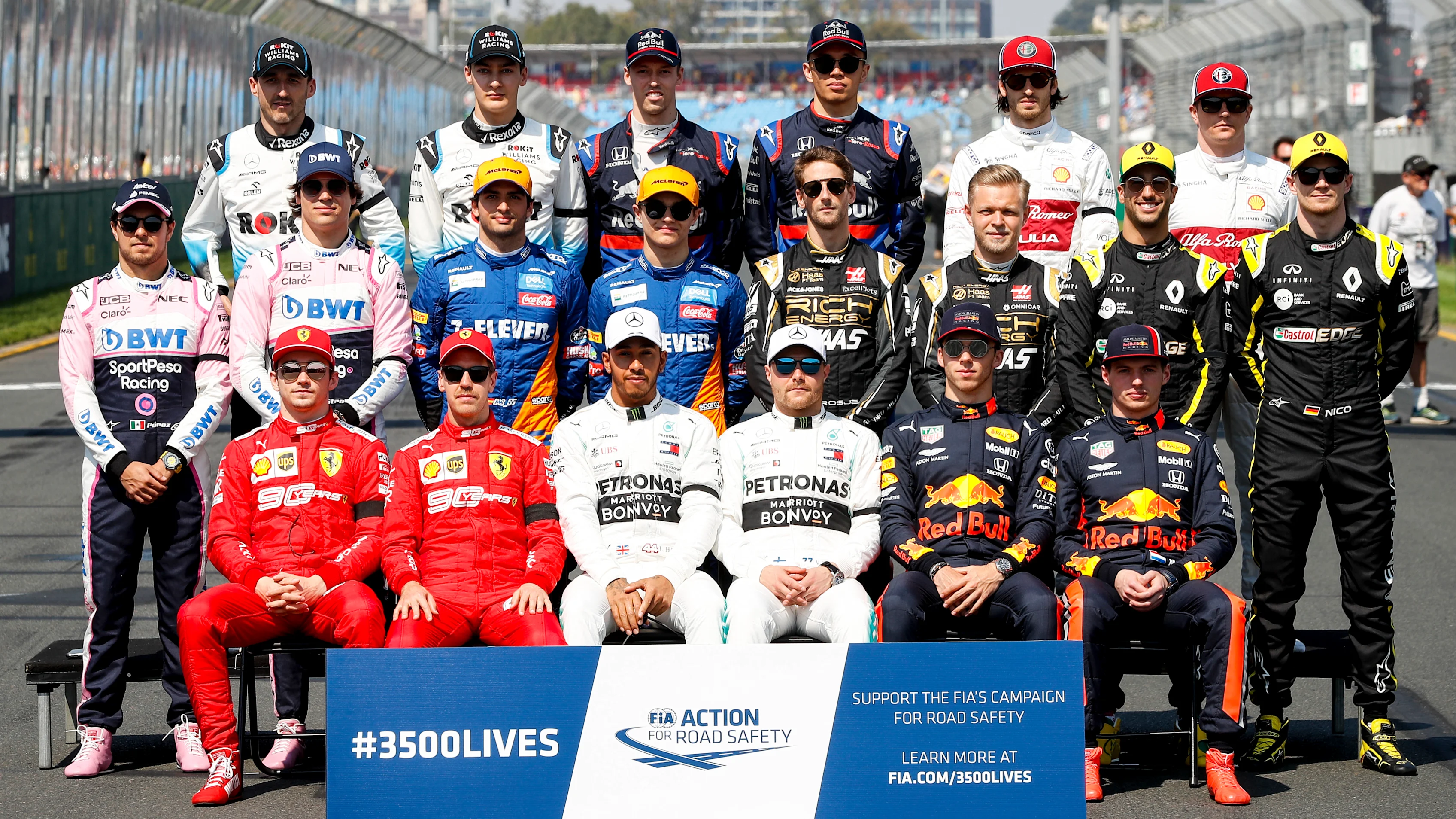 MELBOURNE GRAND PRIX CIRCUIT, AUSTRALIA - MARCH 17: The drivers pose for a group photo during the