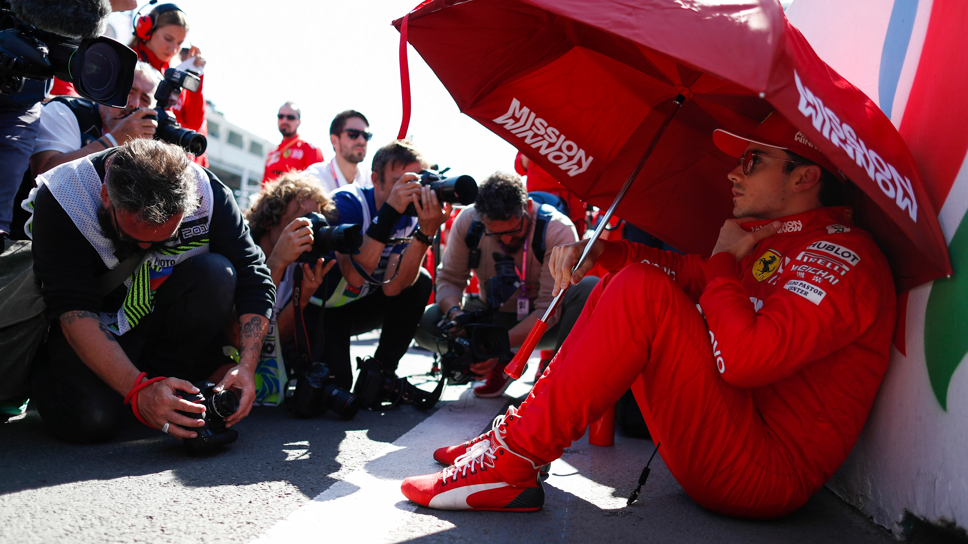 BAKU CITY CIRCUIT, AZERBAIJAN - APRIL 28: Charles Leclerc, Ferrari, on the grid during the