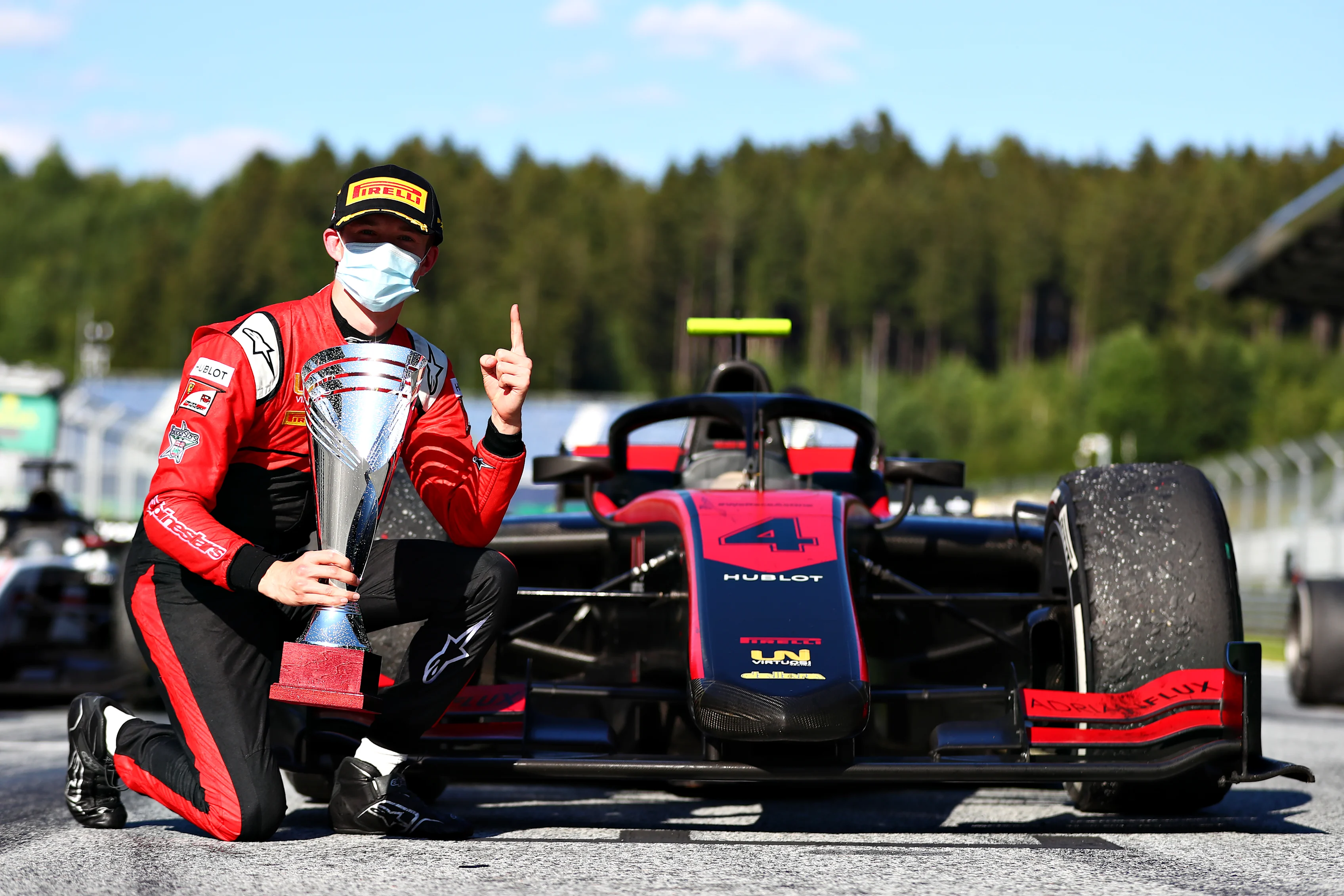 SPIELBERG, AUSTRIA - JULY 04: Race winner Callum Ilott of Great Britain and UNI-Virtuosi Racing