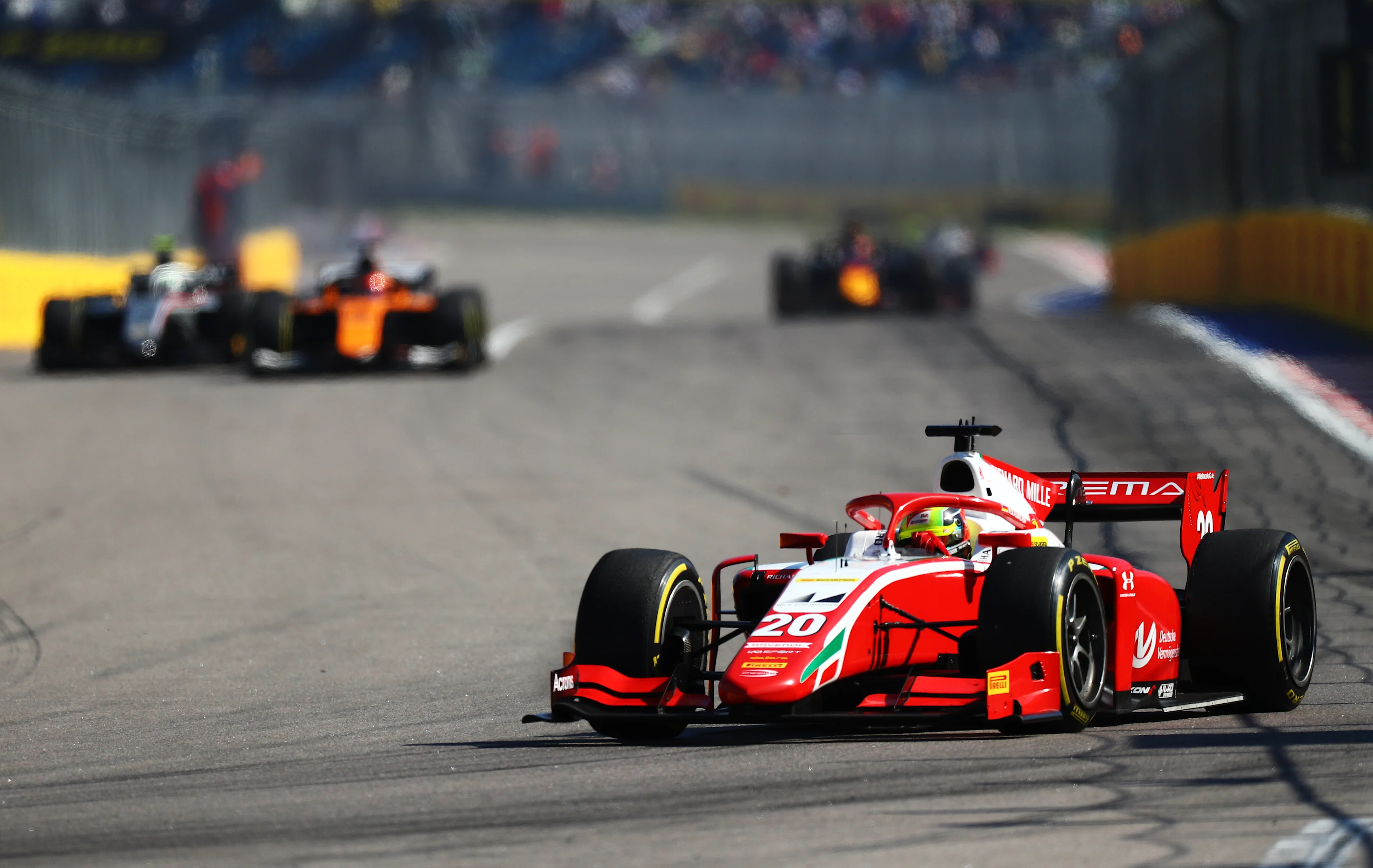 SOCHI, RUSSIA - SEPTEMBER 27: Mick Schumacher of Germany and Prema Racing (20) drives on track