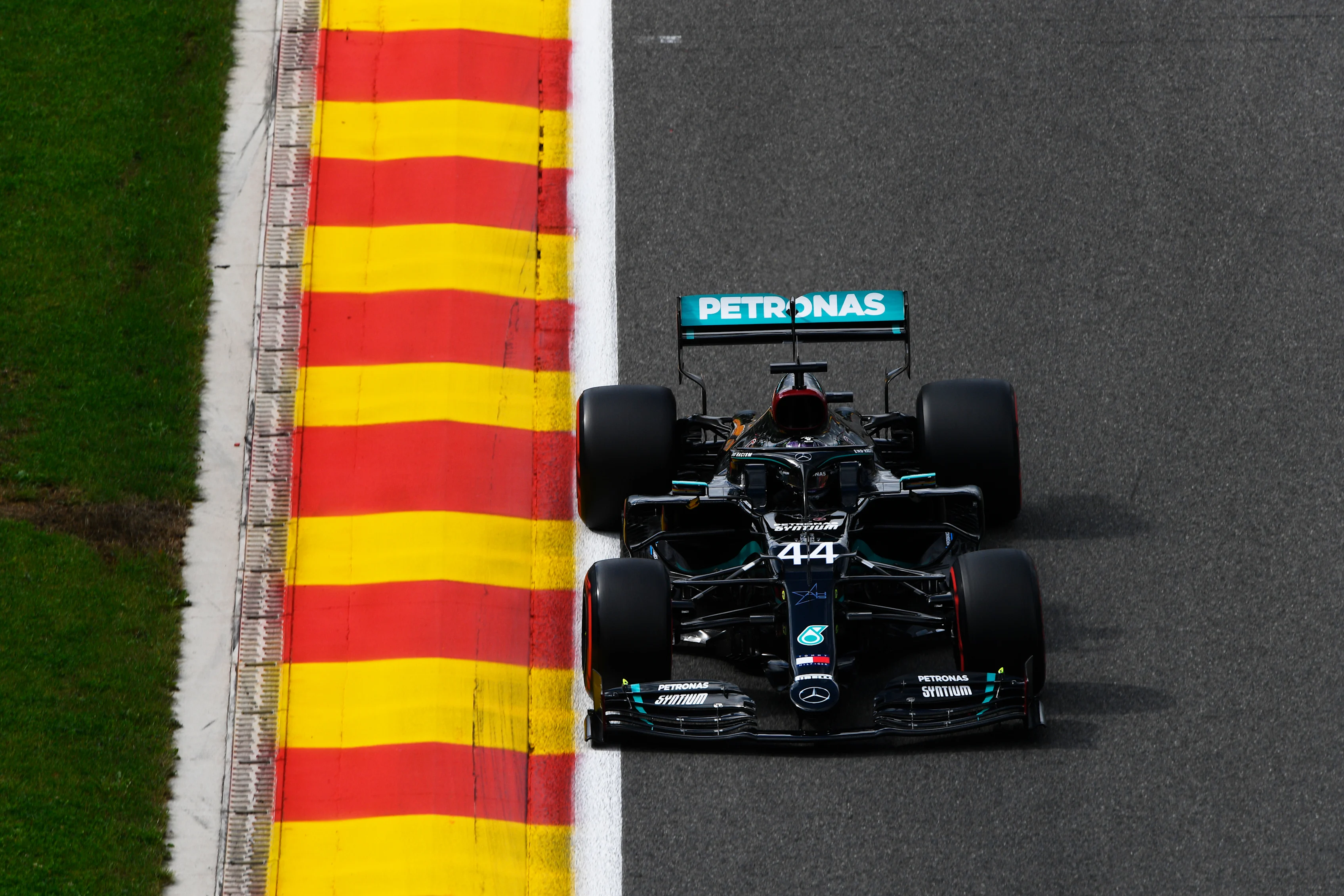 SPA, BELGIUM - AUGUST 29: Lewis Hamilton of Great Britain driving the (44) Mercedes AMG Petronas F1