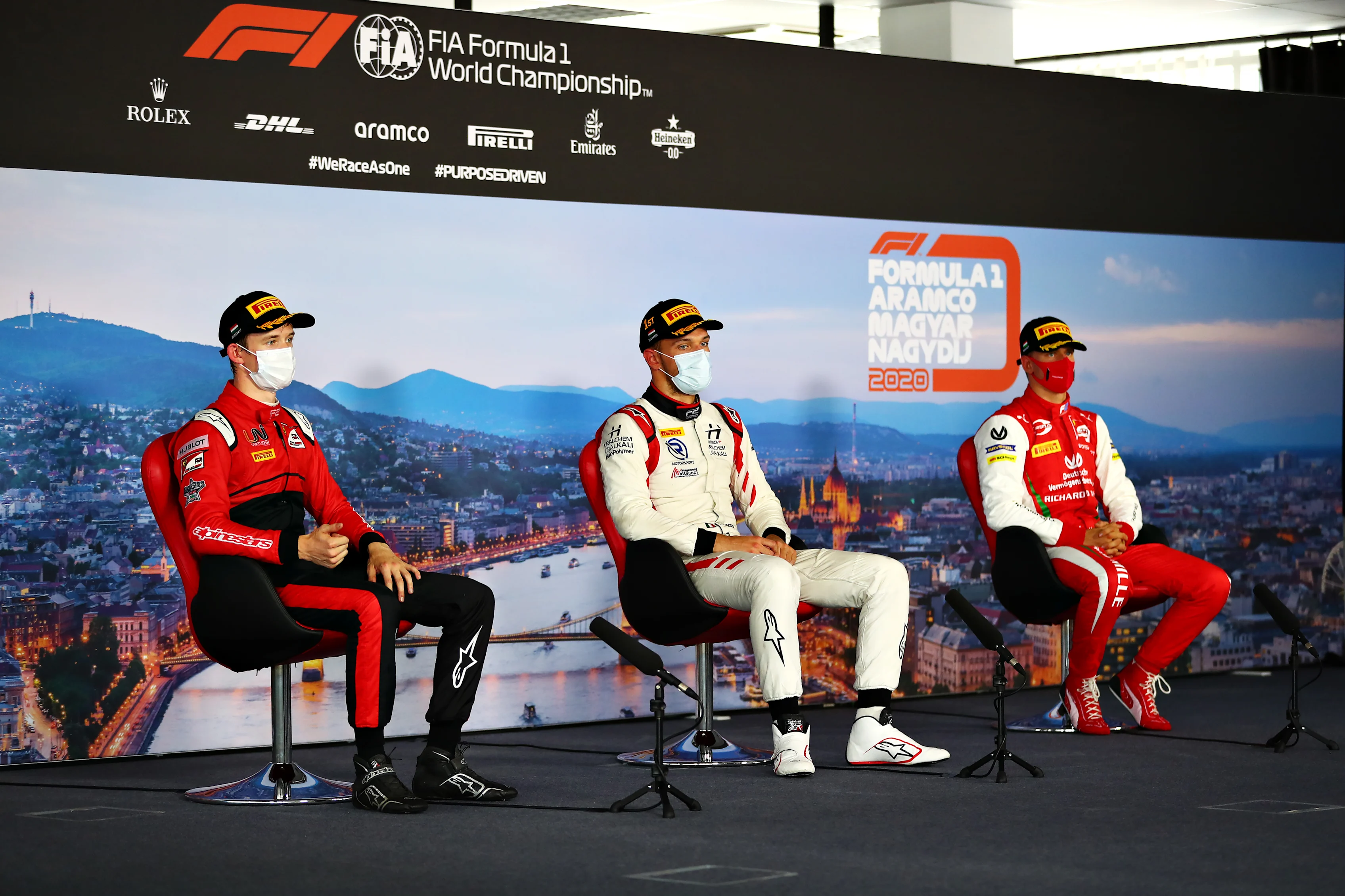 BUDAPEST, HUNGARY - JULY 19: Race winner Luca Ghiotto of Italy and Hitech Grand Prix talks in a