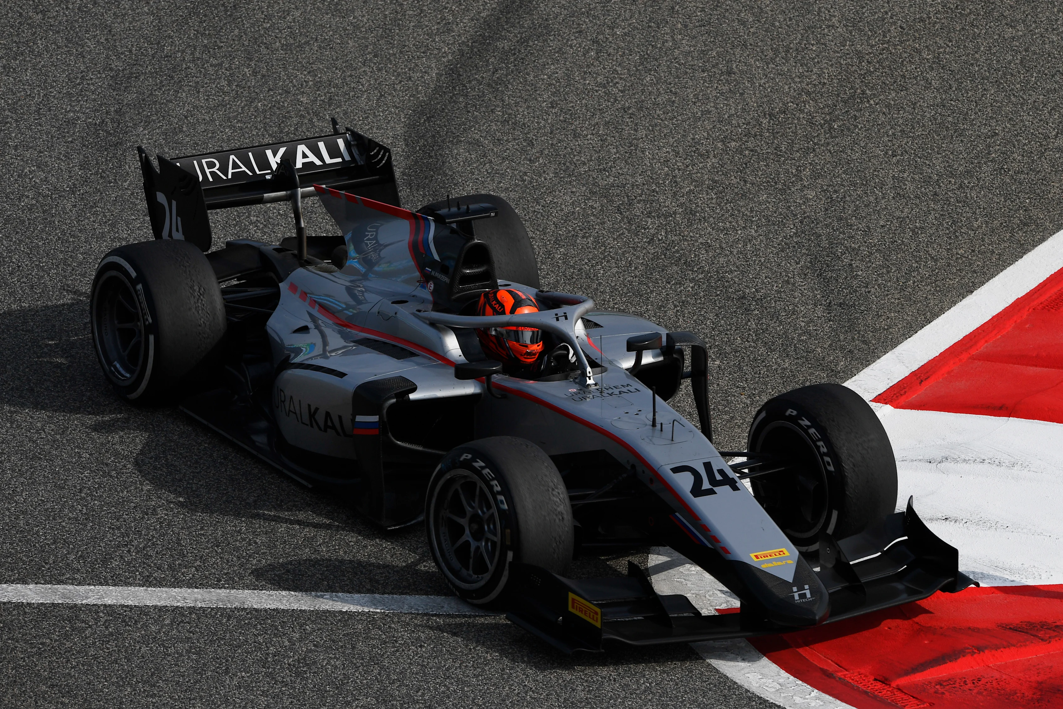 BAHRAIN, BAHRAIN - NOVEMBER 29: Nikita Mazepin of Russia and Hitech Grand Prix (24) drives during