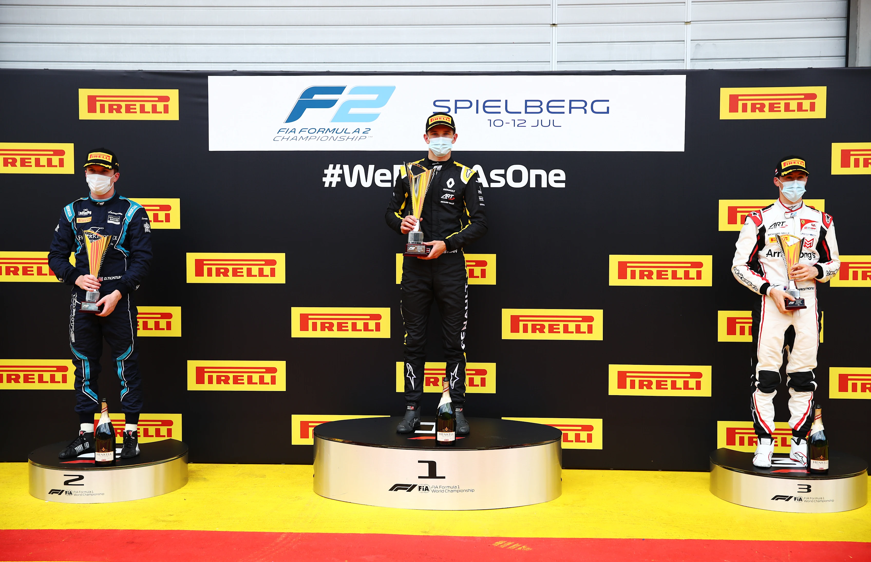 SPIELBERG, AUSTRIA - JULY 12: Race winner Christian Lundgaard of Denmark and ART Grand Prix, second