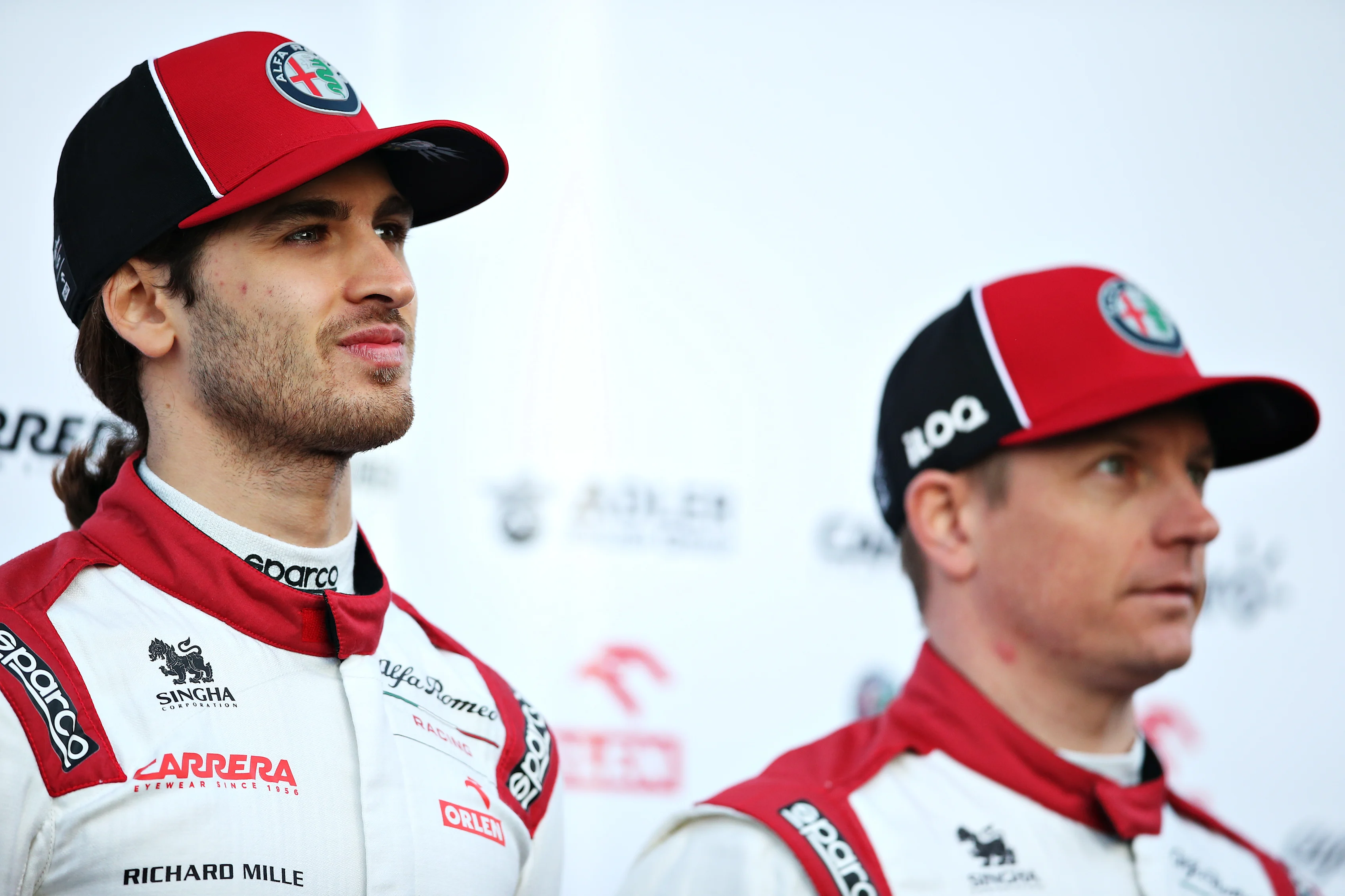 BARCELONA, SPAIN - FEBRUARY 19: Antonio Giovinazzi of Italy and Alfa Romeo Racing and Kimi