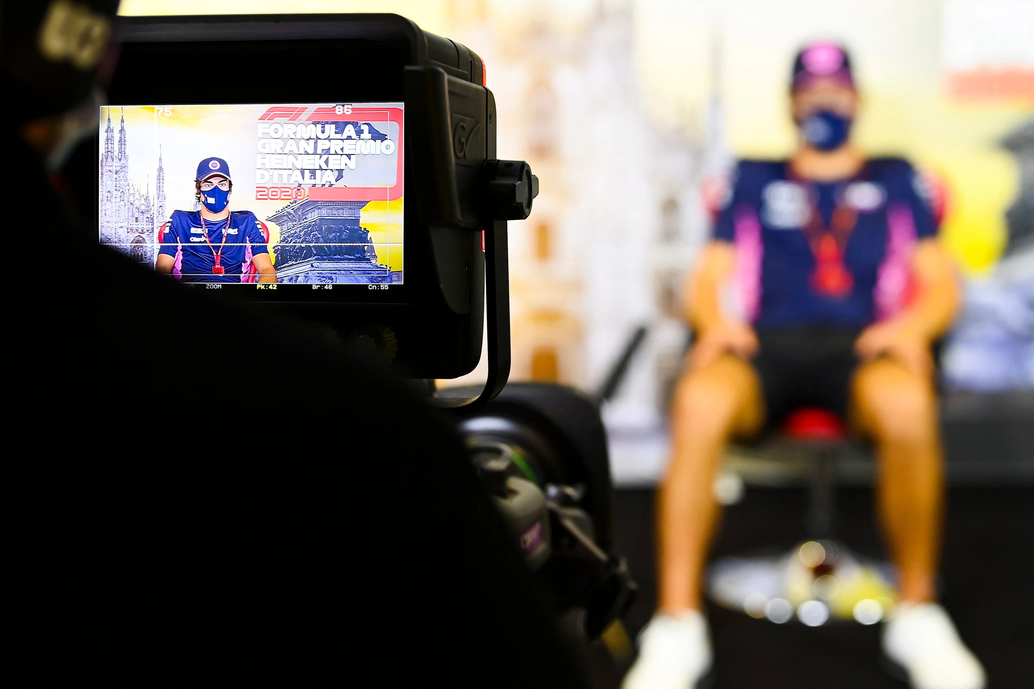 MONZA, ITALY - SEPTEMBER 03: A detailed view of a TV camera as Lance Stroll of Canada and Racing