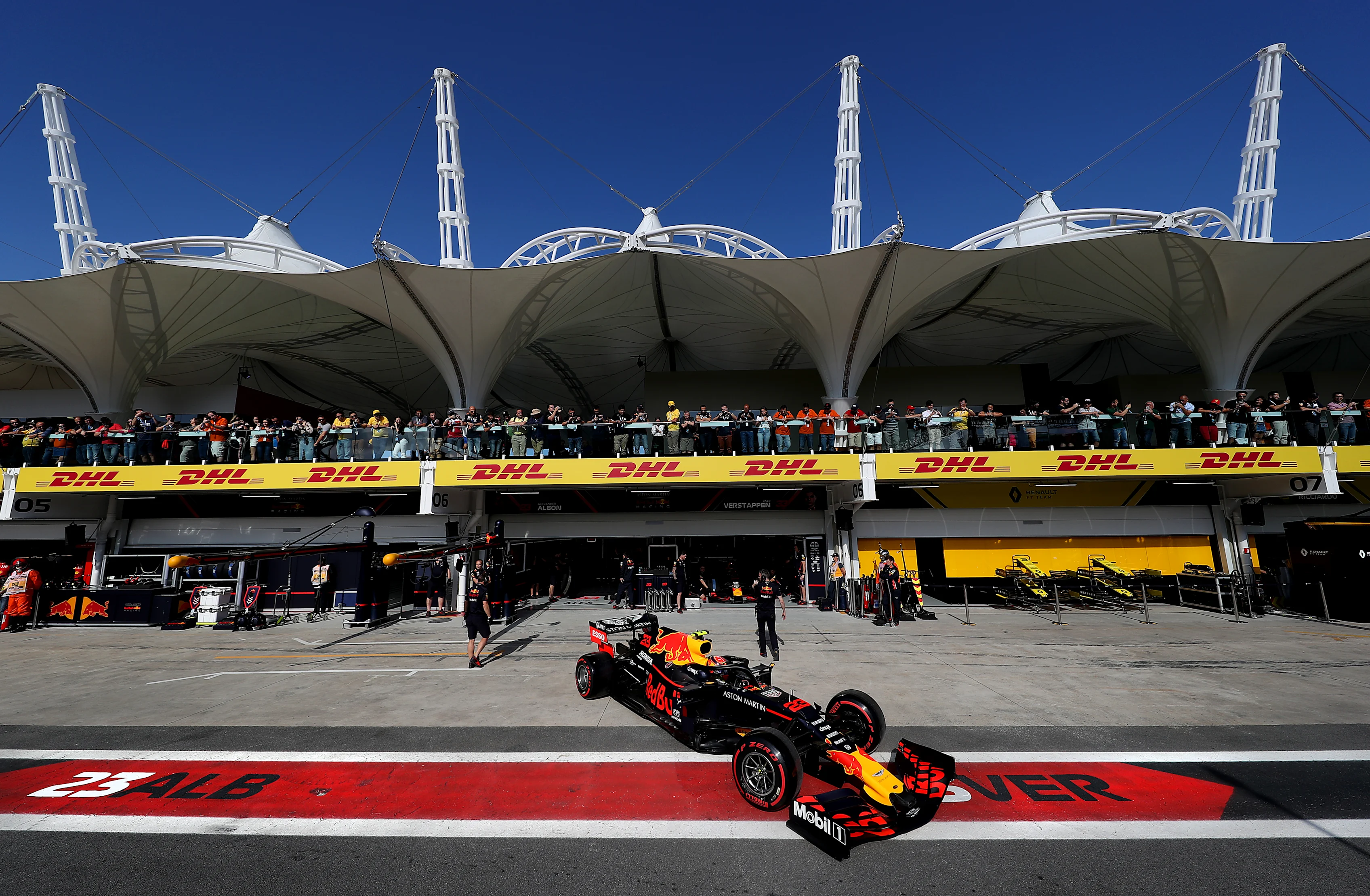 SAO PAULO, BRAZIL - NOVEMBER 16: Alexander Albon of Thailand driving the (23) Aston Martin Red Bull