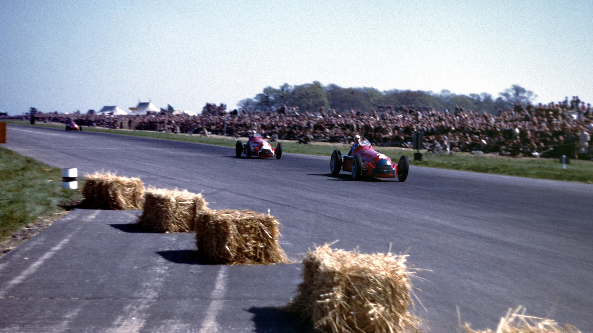 The Alfa Romeo 159 of Giuseppe Farina (no 2) leading the sister car driven by Luigi Fagioli during
