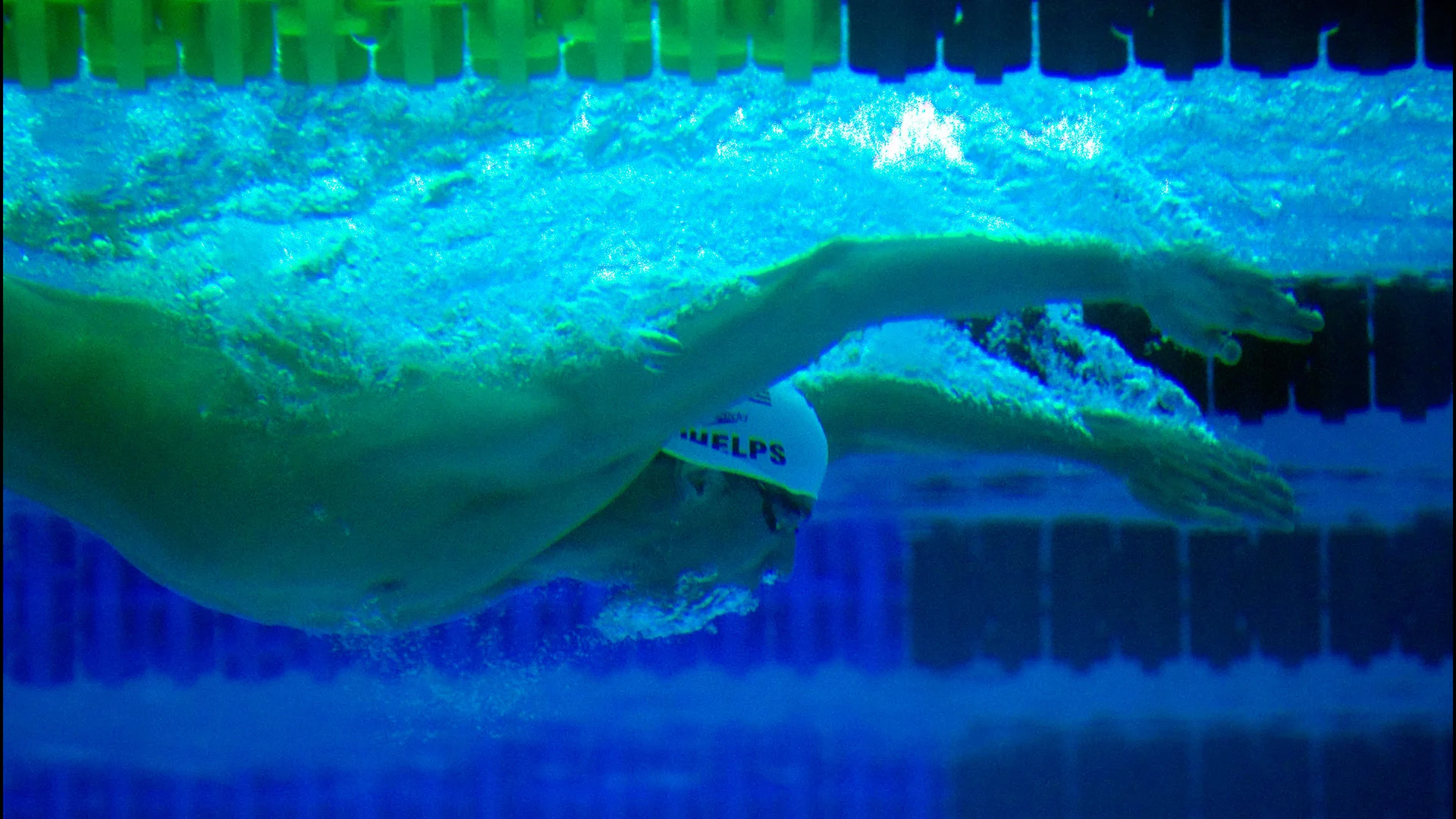BEIJING, CHINA - AUGUST 09: Michael Phelps of United States is seen through a window on the side of