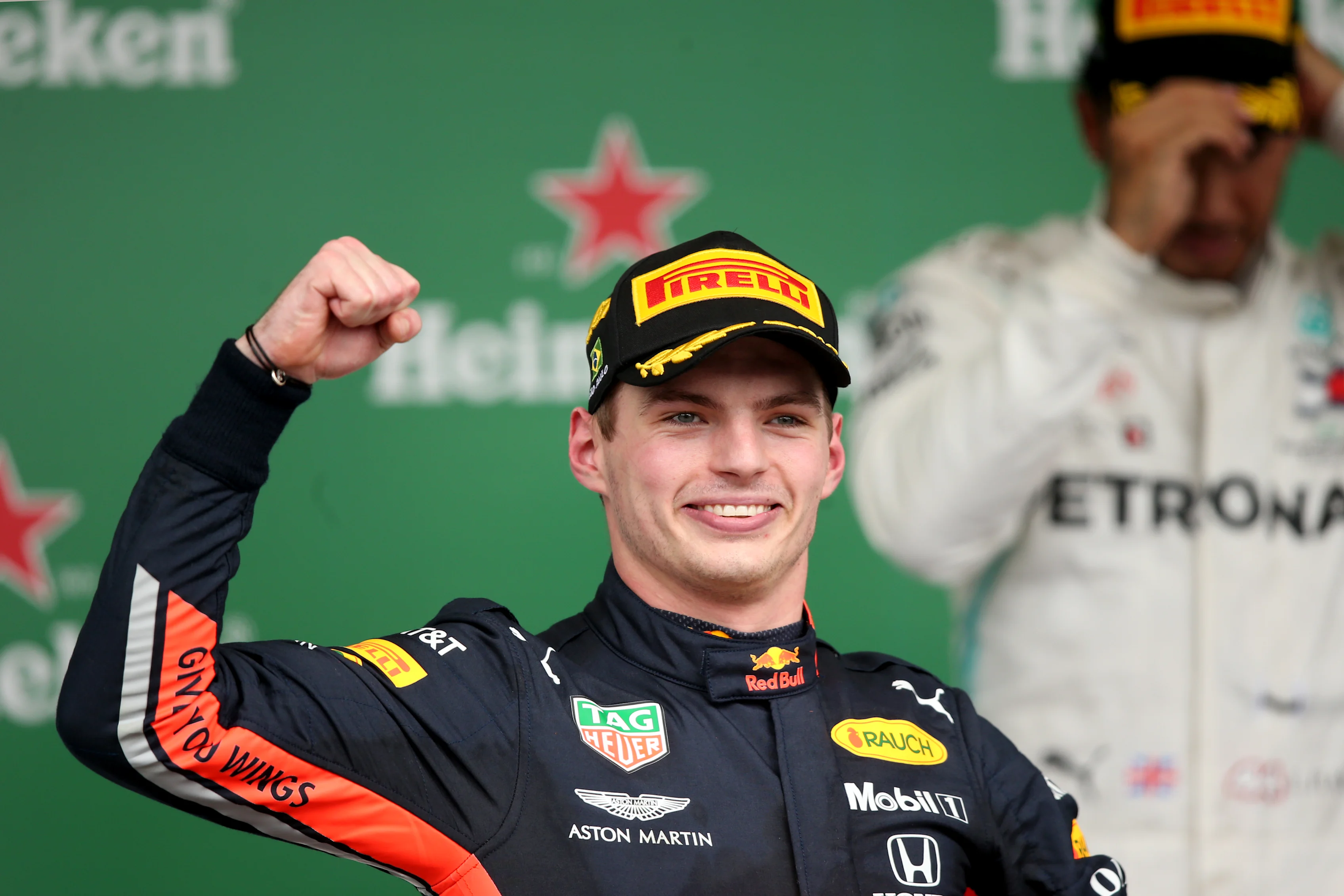 SAO PAULO, BRAZIL - NOVEMBER 17: Race winner Max Verstappen of Netherlands and Red Bull Racing