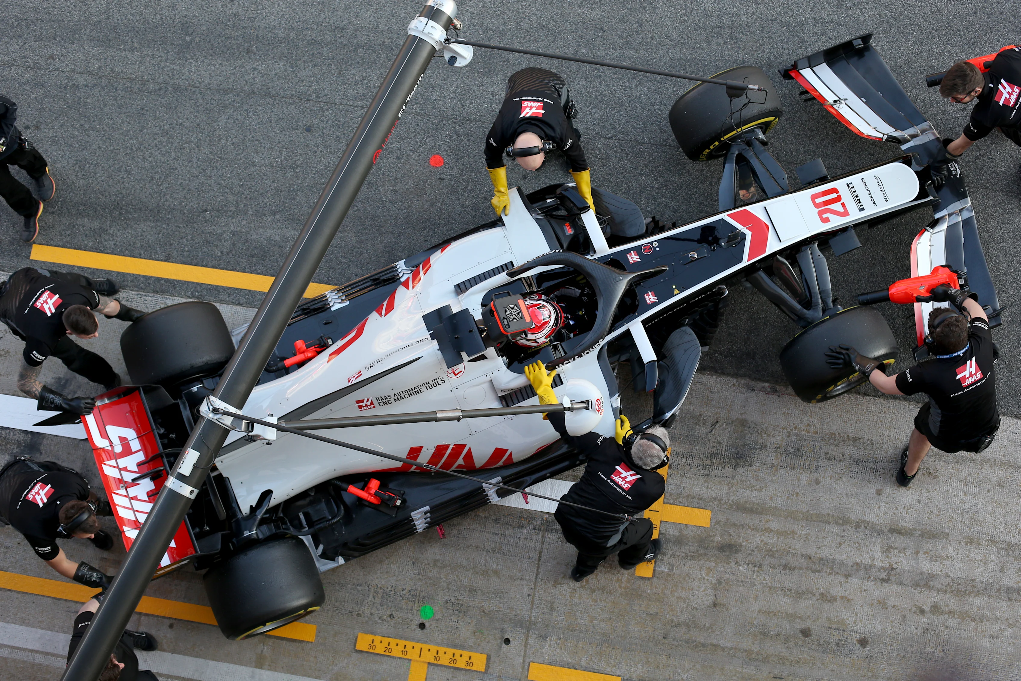 BARCELONA, SPAIN - FEBRUARY 19: Kevin Magnussen of Denmark driving the (20) Haas F1 Team VF-20
