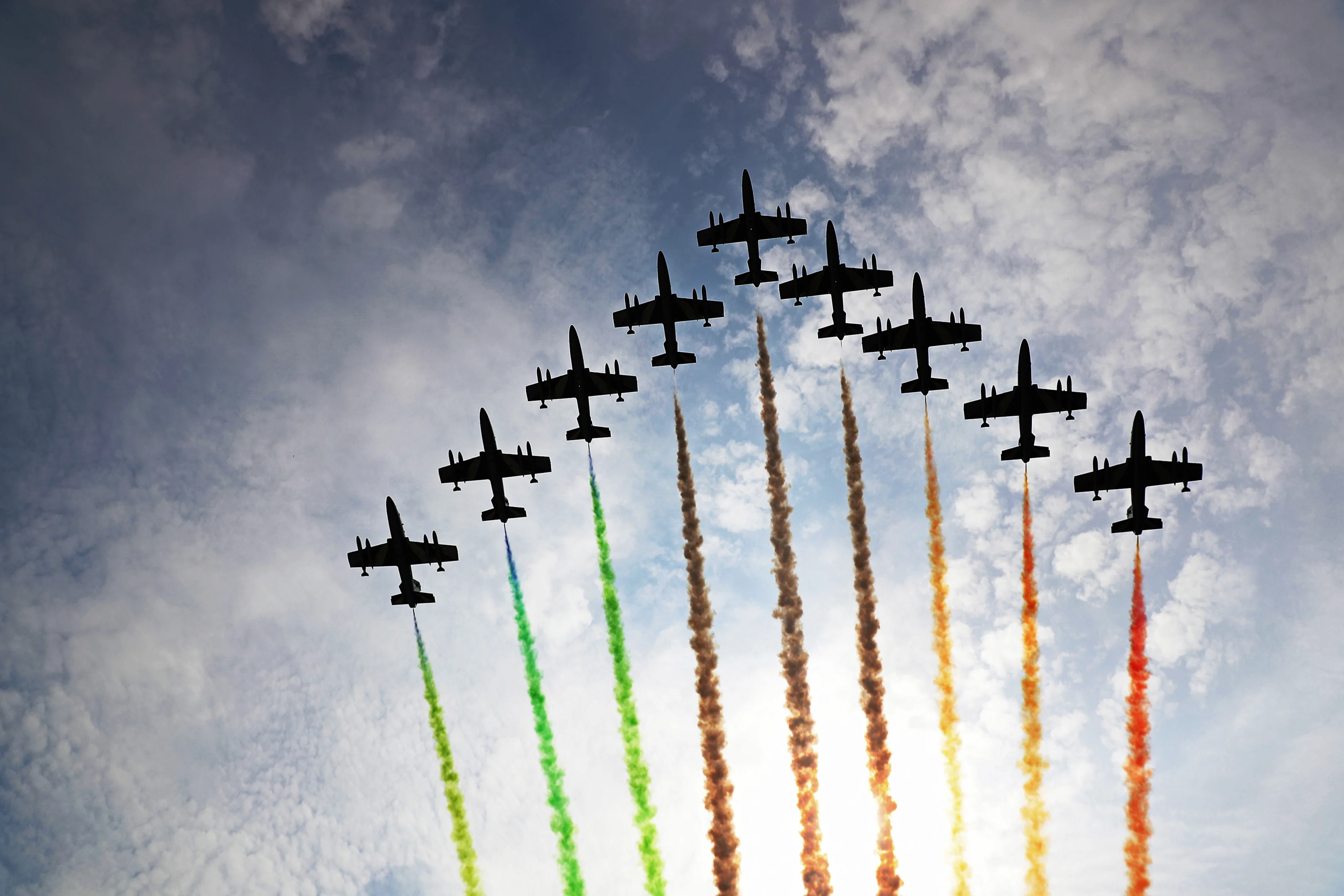 MONZA, ITALY - SEPTEMBER 04:  A fly pass before the start during the Formula One Grand Prix of